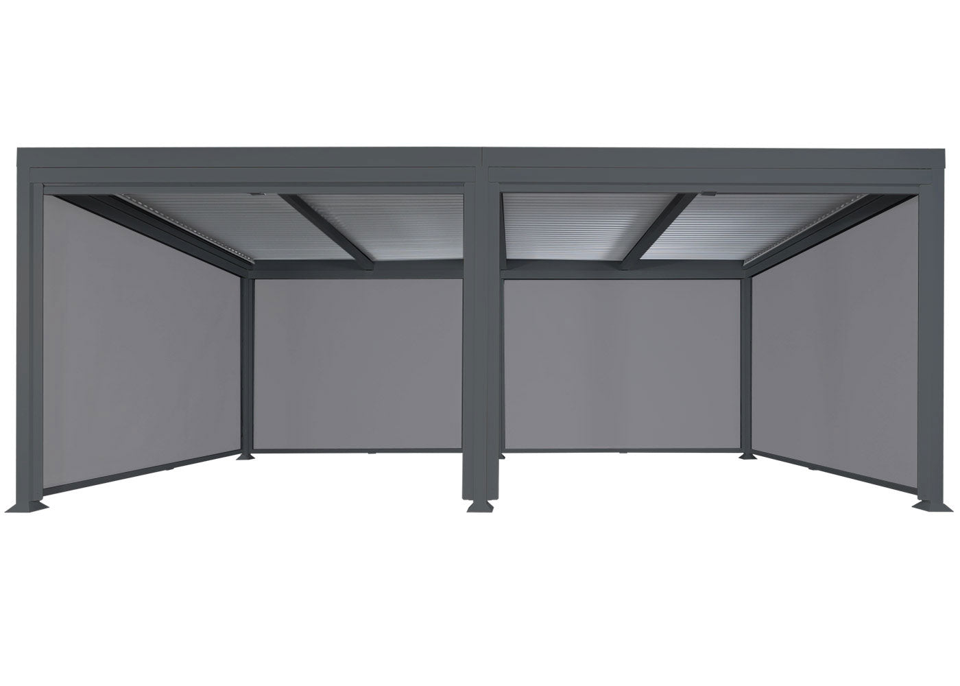 Aluminium pergola MCW-L41 met 6x zijwand, lamellenpaviljoen, stevig 8cm metalen frame 3x6m ~ antraciet