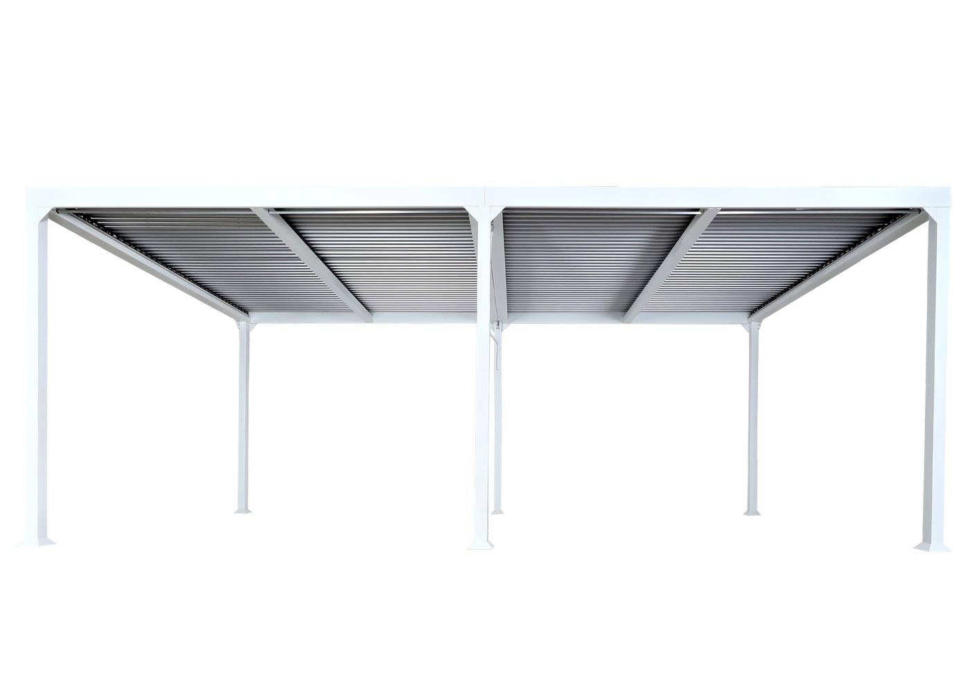 Aluminium pergola MCW-L41, lamellen paviljoen terrasoverkapping, stevig 8cm metalen frame 3x6m ~ wit