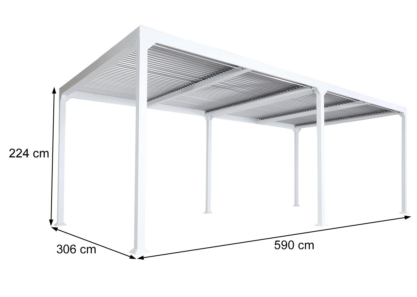 Aluminium pergola MCW-L41, lamellen paviljoen terrasoverkapping, stevig 8cm metalen frame 3x6m ~ antraciet