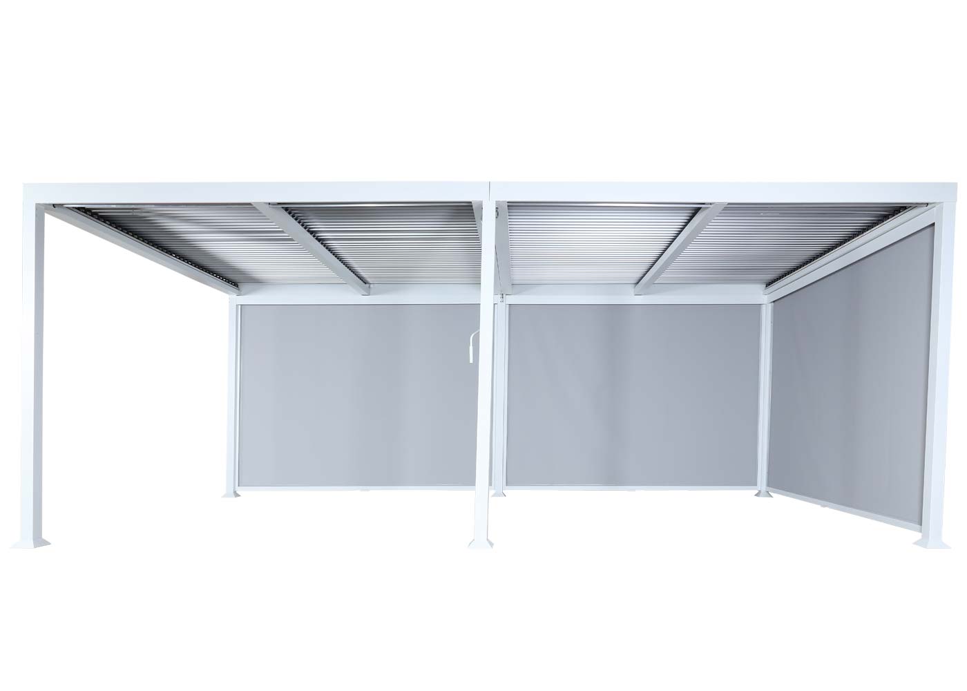 Aluminium pergola MCW-L41 met 3x zijwand, lamellenpaviljoen, stevig 8cm metalen frame 3x6m ~ wit