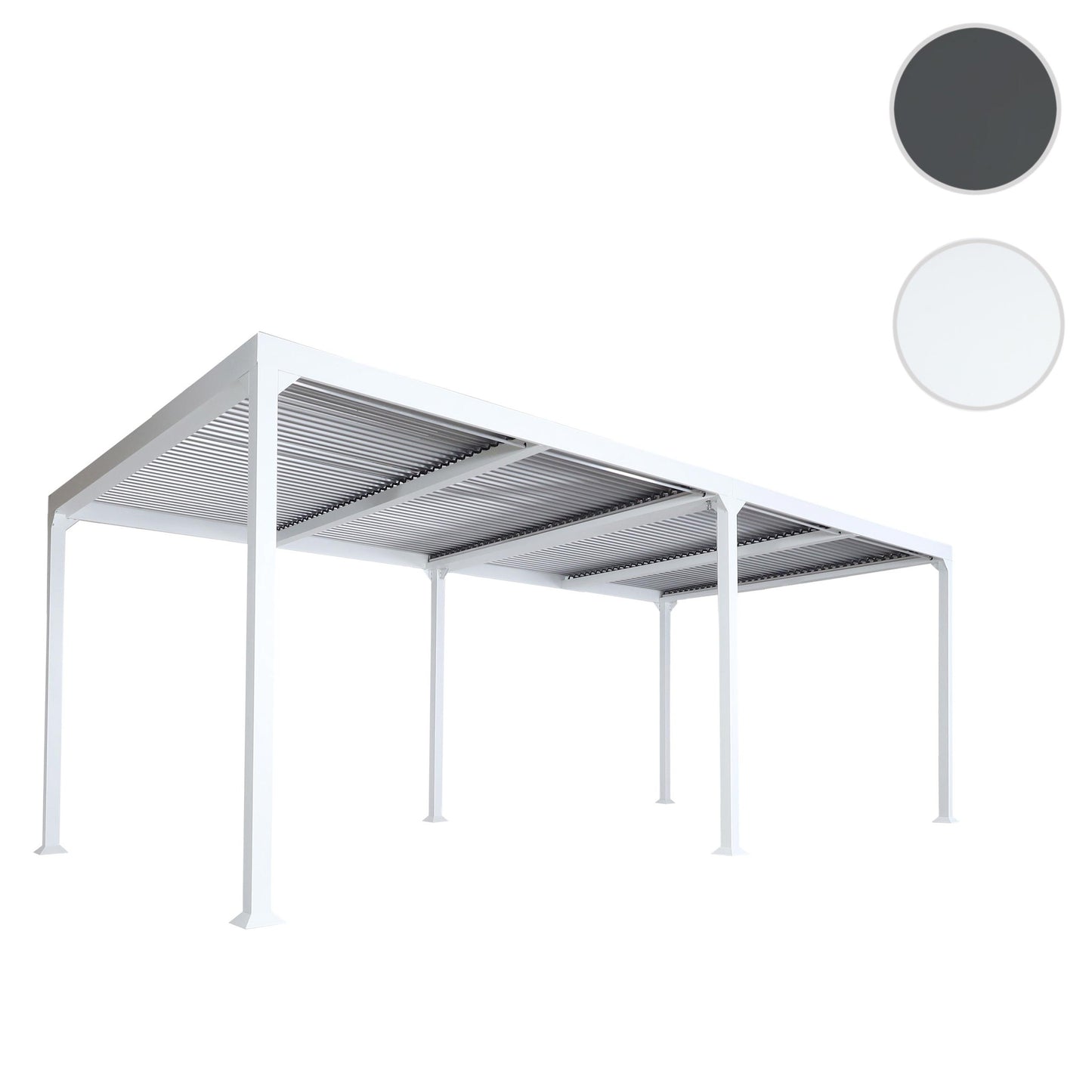 Aluminium pergola MCW-L41, lamellen paviljoen terrasoverkapping, stevig 8cm metalen frame 3x6m ~ wit