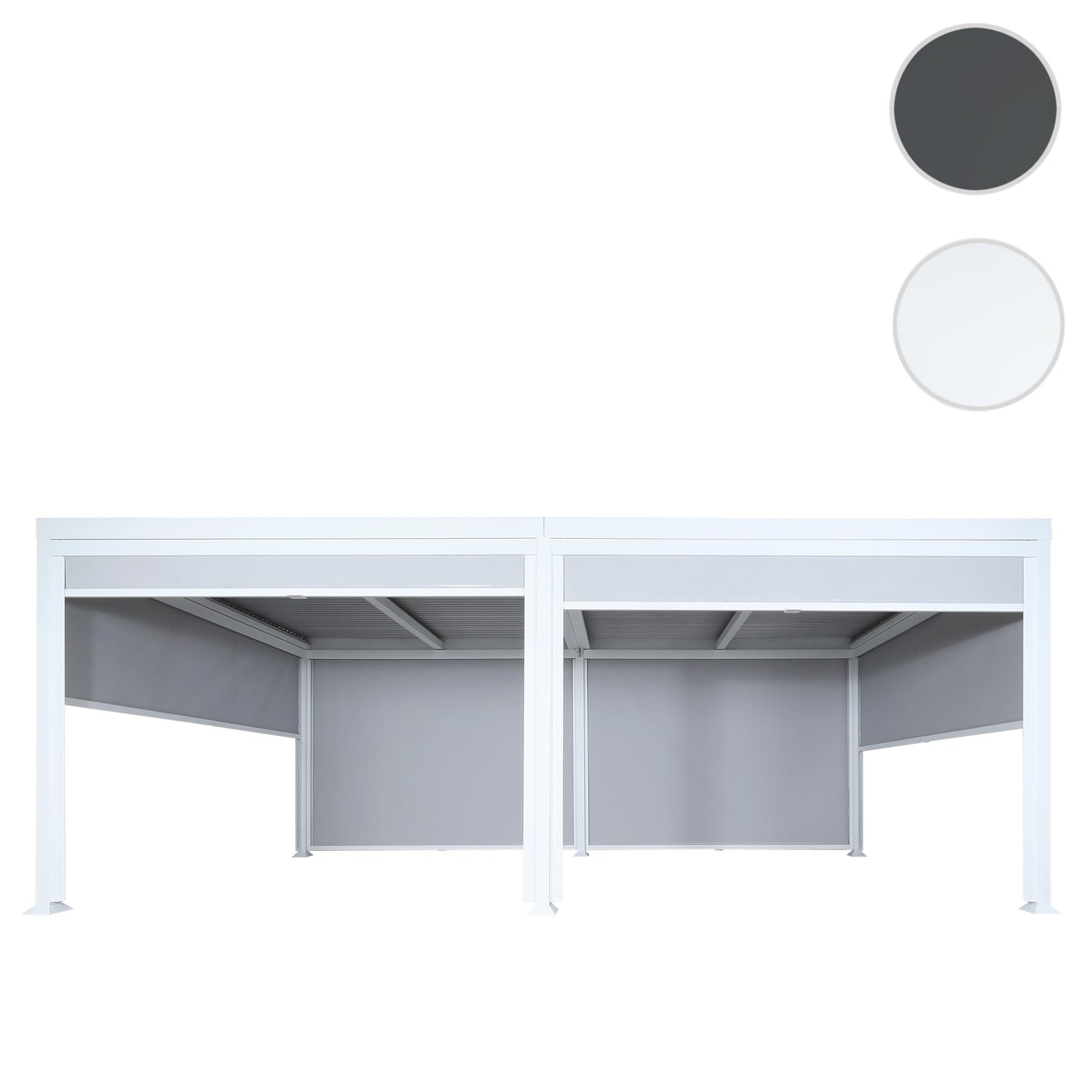 Aluminium pergola MCW-L41 met 6x zijwand, lamellenpaviljoen, stevig 8cm metalen frame 3x6m ~ wit