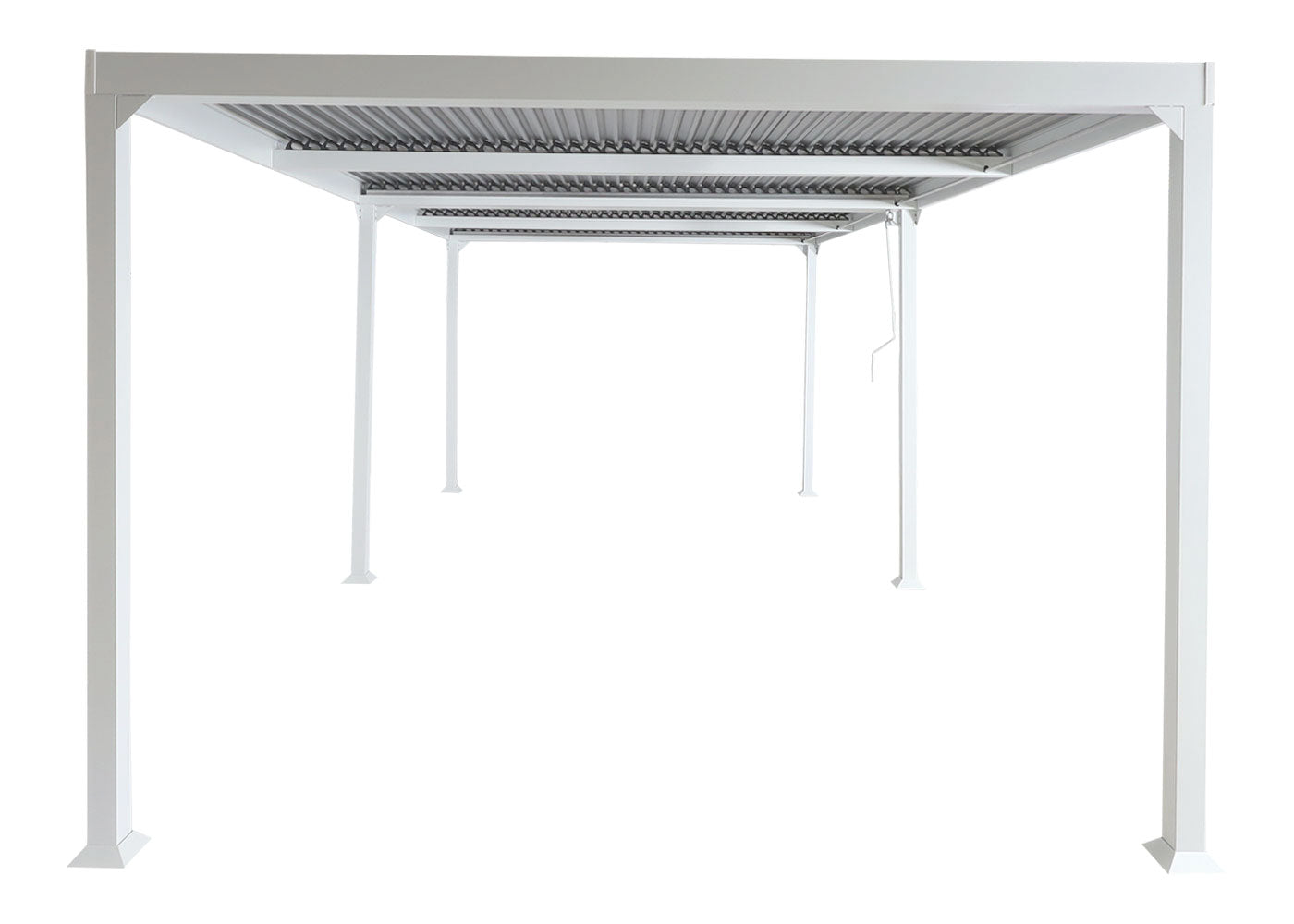 Aluminium pergola MCW-L41, lamellen paviljoen terrasoverkapping, stevig 8cm metalen frame 3x6m ~ wit