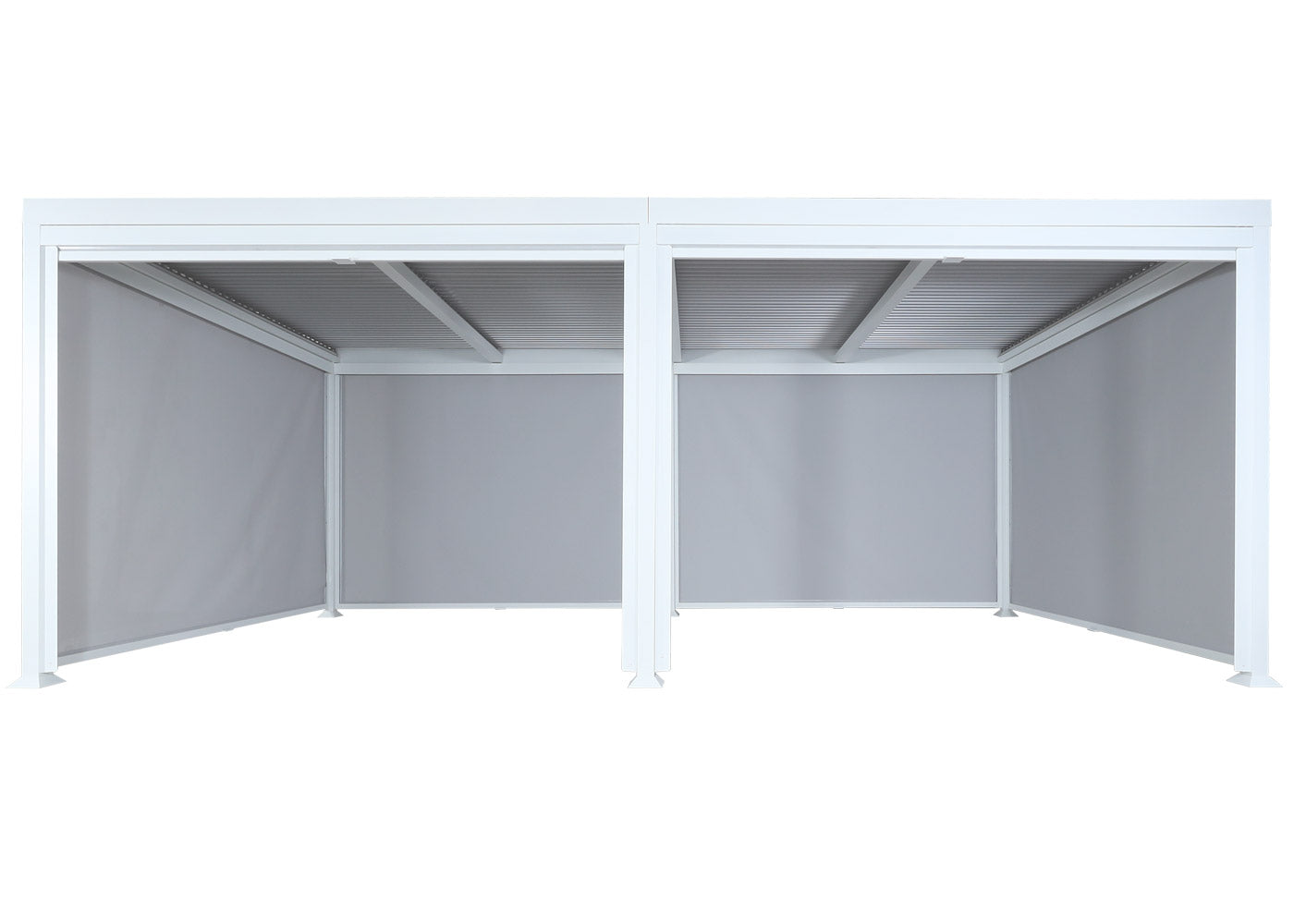 Aluminium pergola MCW-L41 met 6x zijwand, lamellenpaviljoen, stevig 8cm metalen frame 3x6m ~ wit