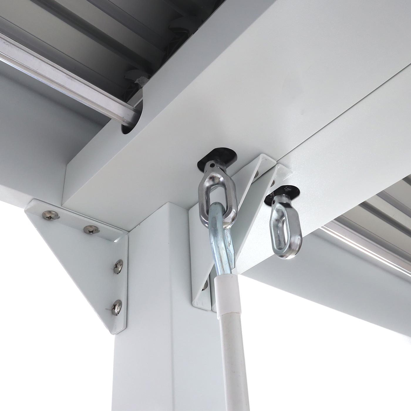 Aluminium pergola MCW-L41, lamellen paviljoen terrasoverkapping, stevig 8cm metalen frame 3x6m ~ wit
