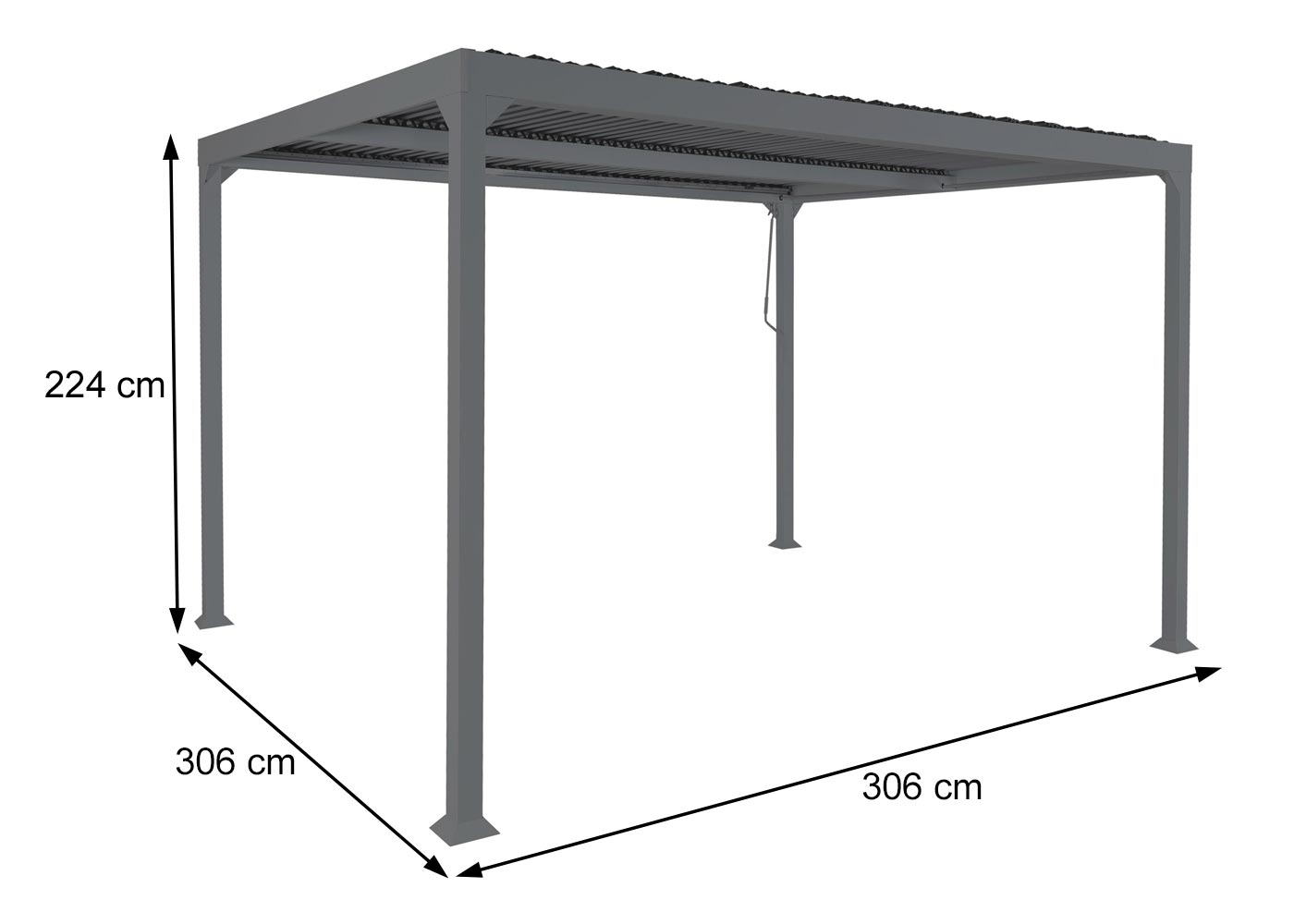 Aluminium pergola MCW-L41, lamellen paviljoen terrasoverkapping, stevig 8cm metalen frame 3x3m ~ wit
