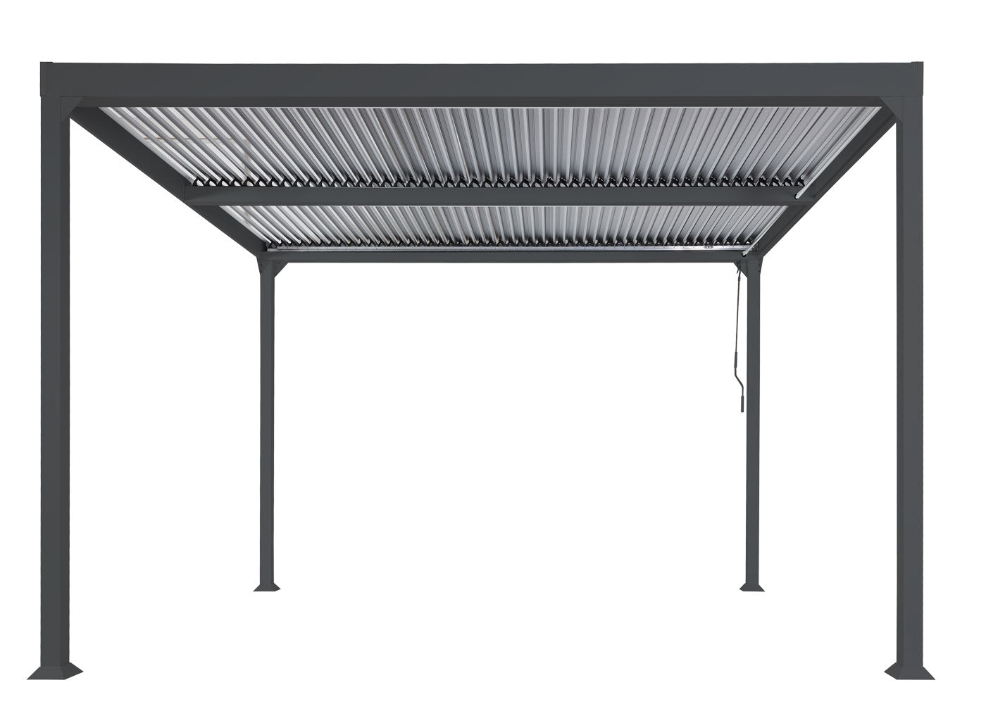 Aluminium pergola MCW-L41, lamellen paviljoen terrasoverkapping, stevig 8cm metalen frame 3x3m ~ antraciet