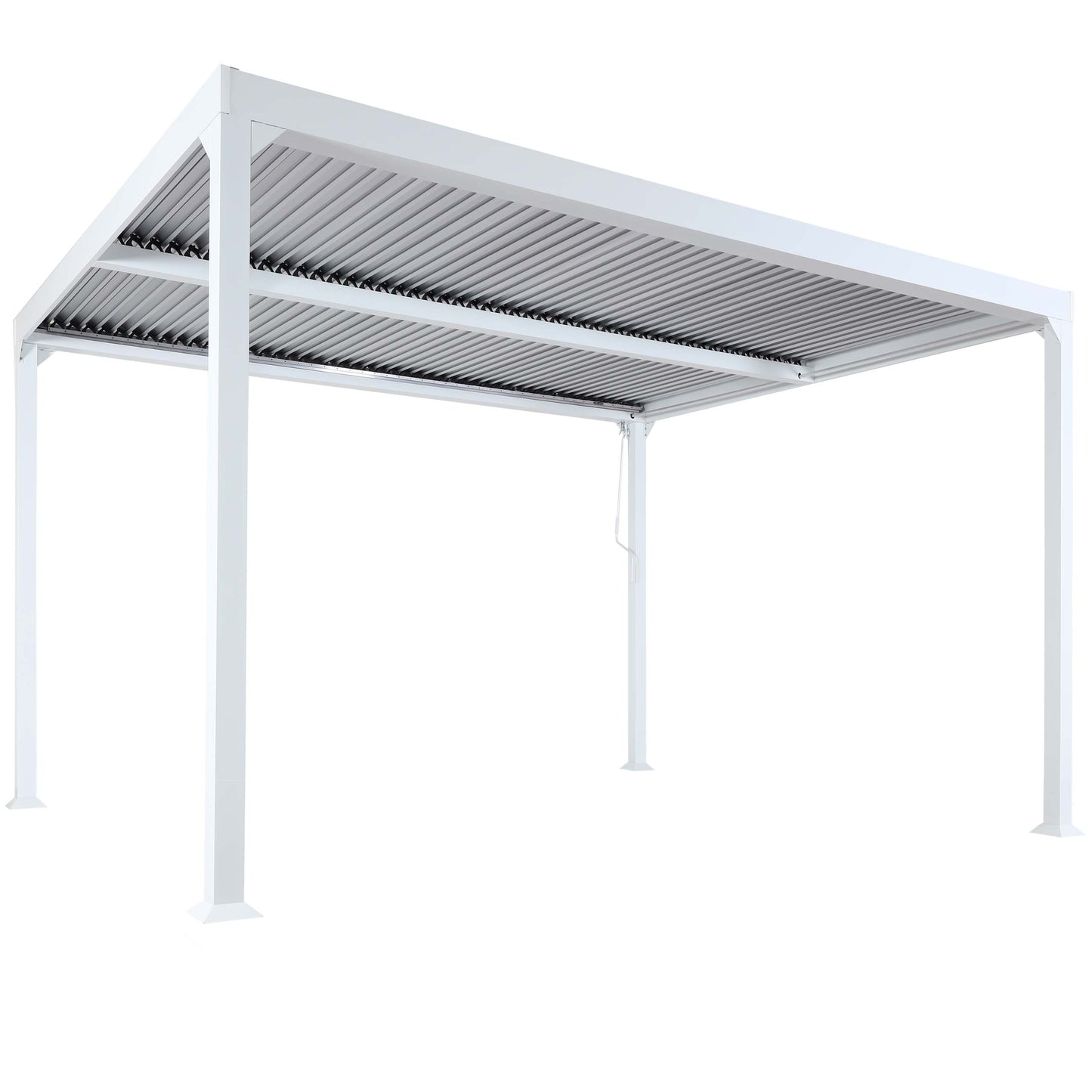 Aluminium pergola MCW-L41, lamellen paviljoen terrasoverkapping, stevig 8cm metalen frame 3x3m ~ wit