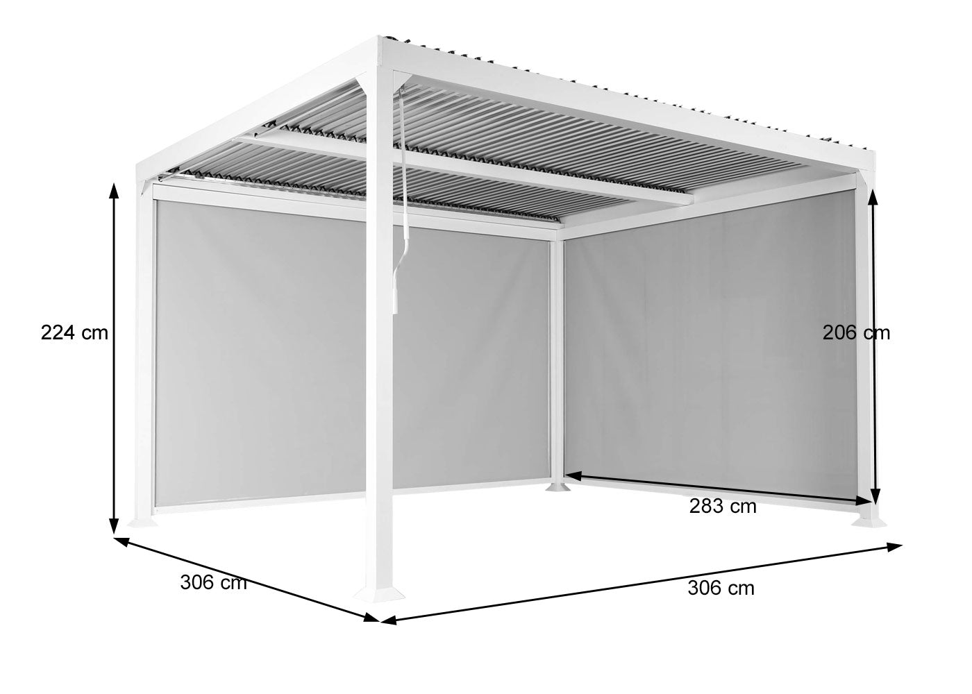 Aluminium pergola MCW-L41 met 2x zijwand, lamellenpaviljoen, stevig 8cm metalen frame 3x3m ~ antraciet