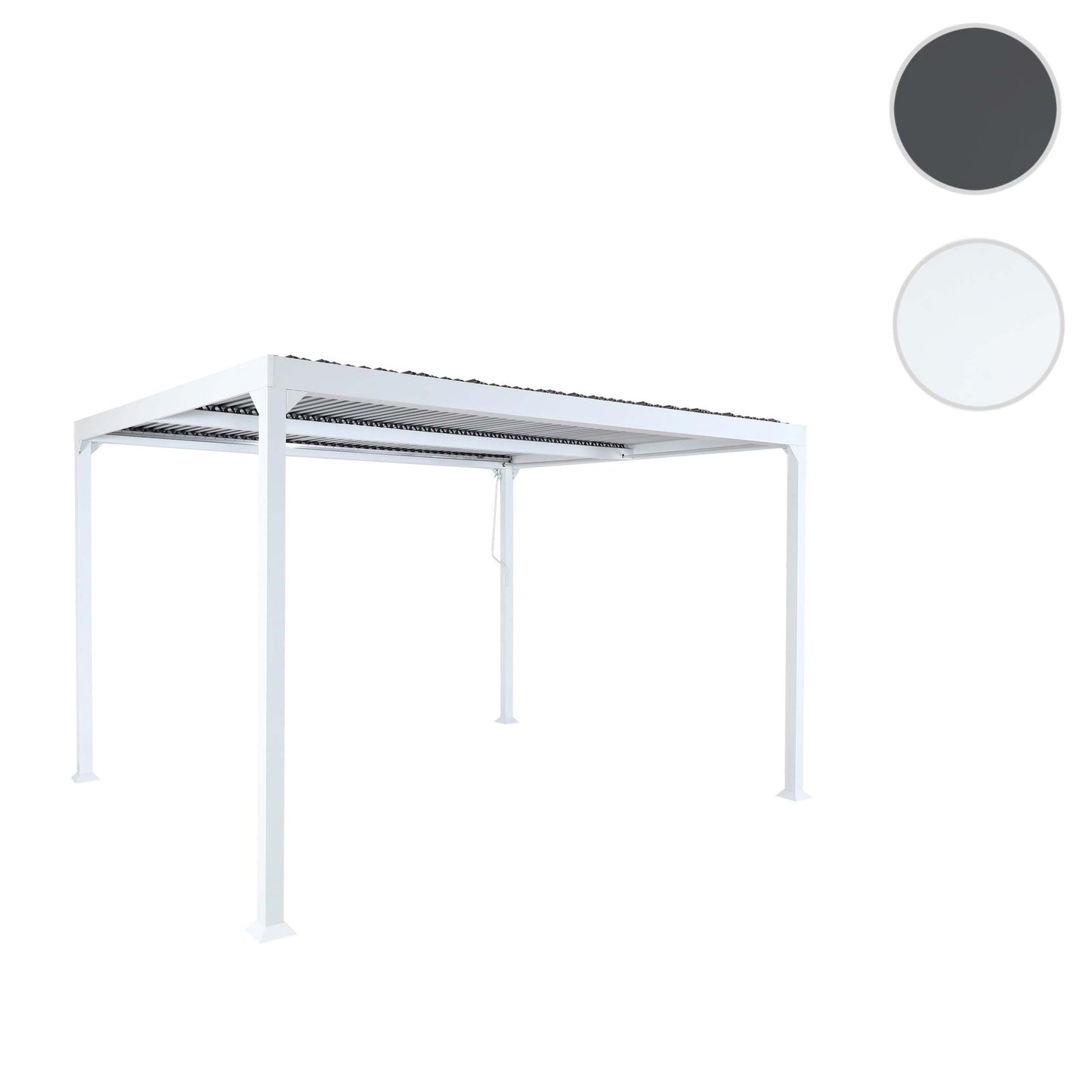 Aluminium pergola MCW-L41, lamellen paviljoen terrasoverkapping, stevig 8cm metalen frame 3x3m ~ wit