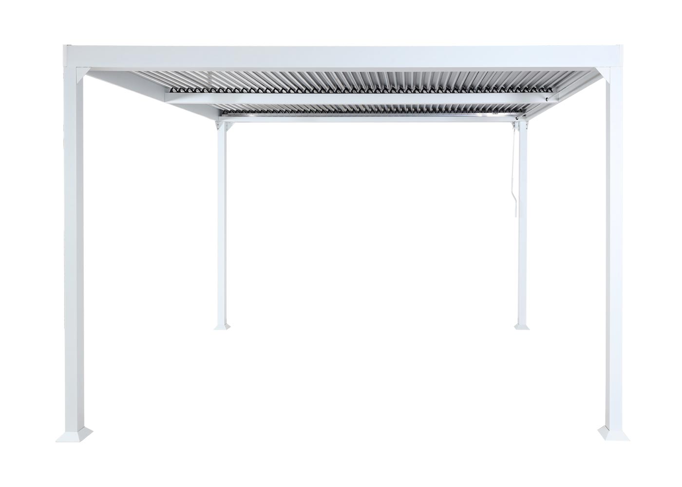 Aluminium pergola MCW-L41, lamellen paviljoen terrasoverkapping, stevig 8cm metalen frame 3x3m ~ wit