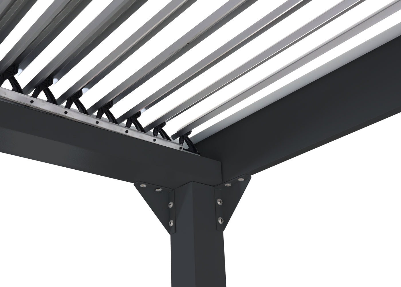 Aluminium pergola MCW-L41, lamellen paviljoen terrasoverkapping, stevig 8cm metalen frame 3x3,7m ~ antraciet