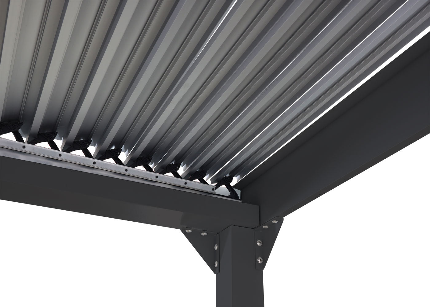 Aluminium pergola MCW-L41 met 2x zijwand, lamellenpaviljoen, stevig 8cm metalen frame 3x3,7m ~ antraciet