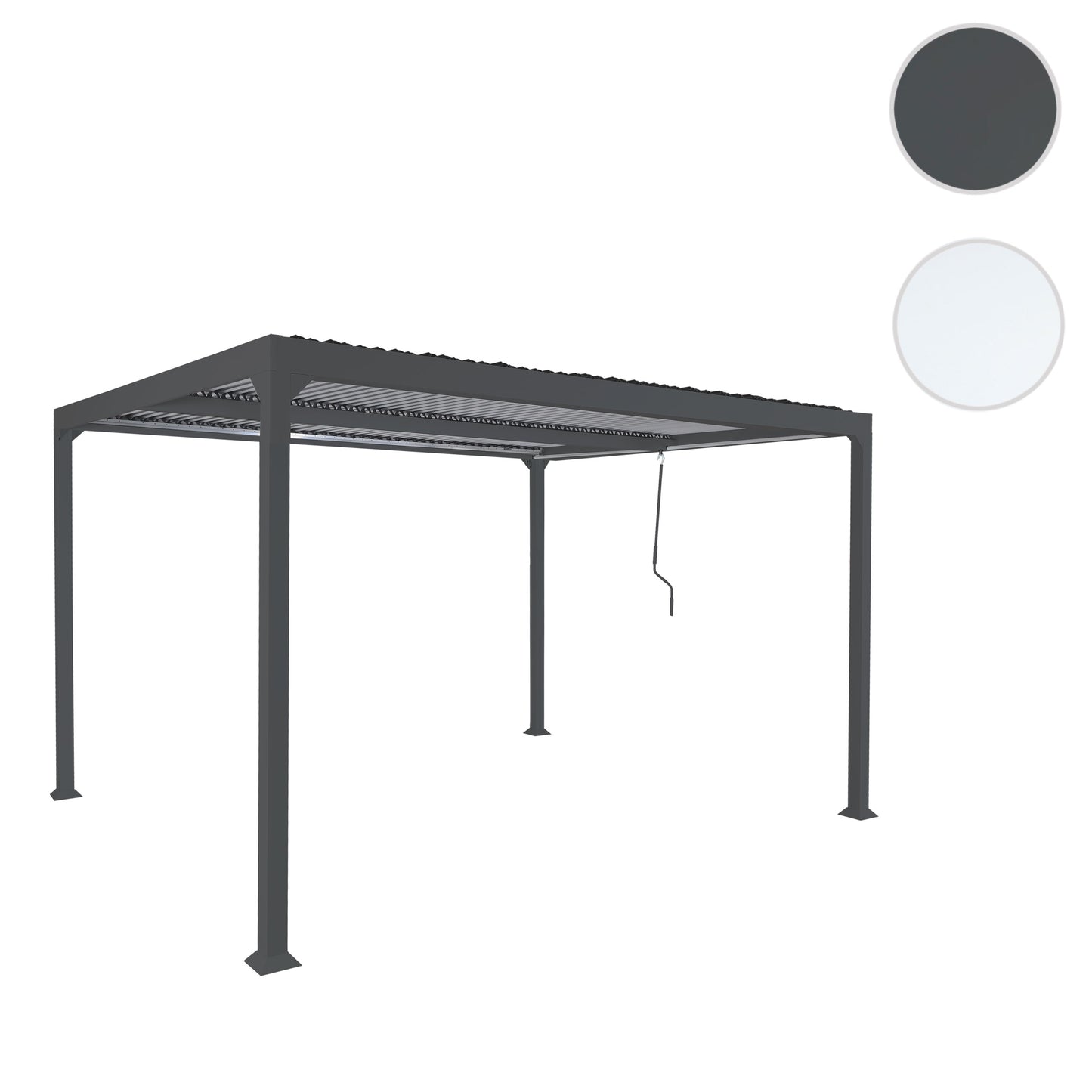 Aluminium pergola MCW-L41, lamellen paviljoen terrasoverkapping, stevig 8cm metalen frame 3x3,7m ~ antraciet