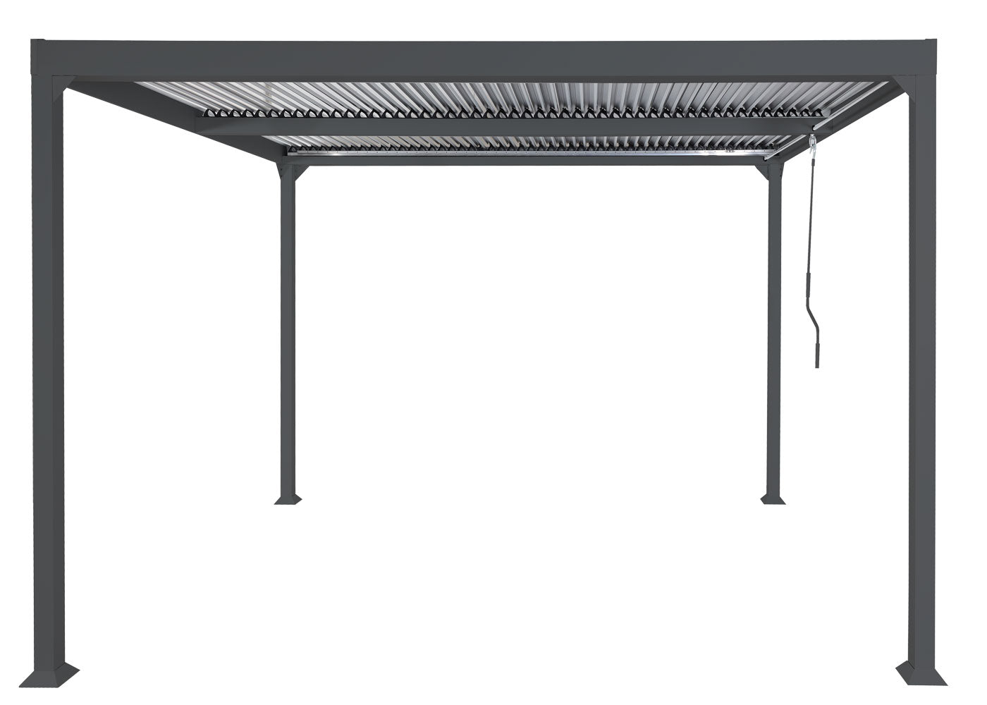 Aluminium pergola MCW-L41, lamellen paviljoen terrasoverkapping, stevig 8cm metalen frame 3x3,7m ~ antraciet