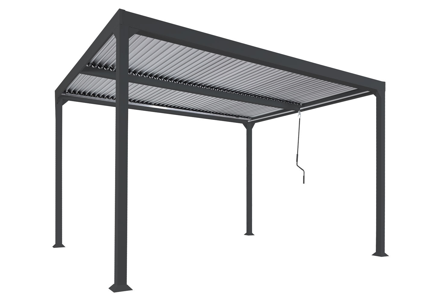 Aluminium pergola MCW-L41, lamellen paviljoen terrasoverkapping, stevig 8cm metalen frame 3x3,7m ~ antraciet