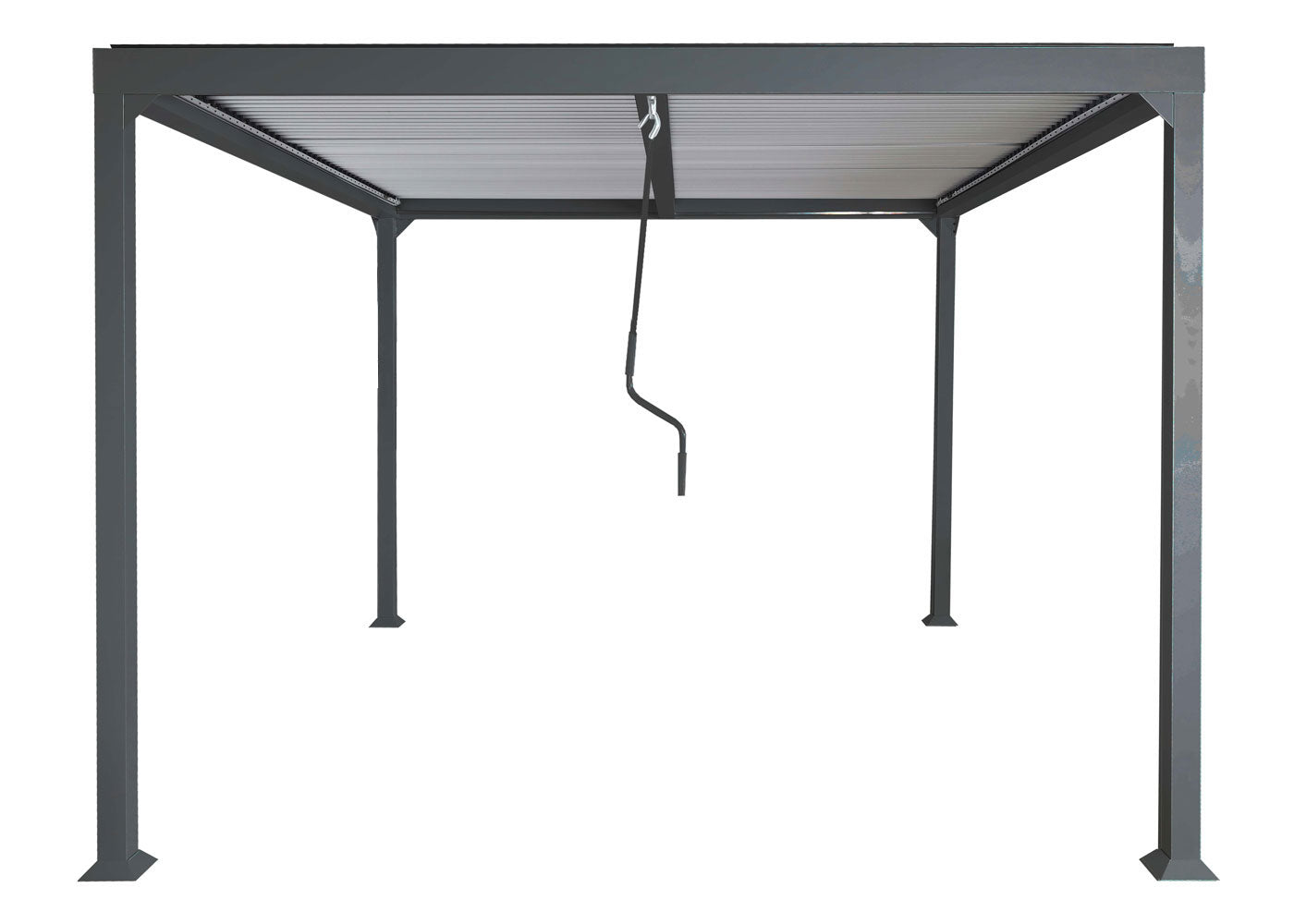 Aluminium pergola MCW-L41, lamellen paviljoen terrasoverkapping, stevig 8cm metalen frame 3x3,7m ~ antraciet