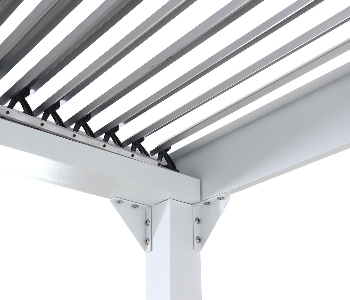 Aluminium pergola MCW-L41, lamellen paviljoen terrasoverkapping, stevig 8cm metalen frame 3x3m ~ wit