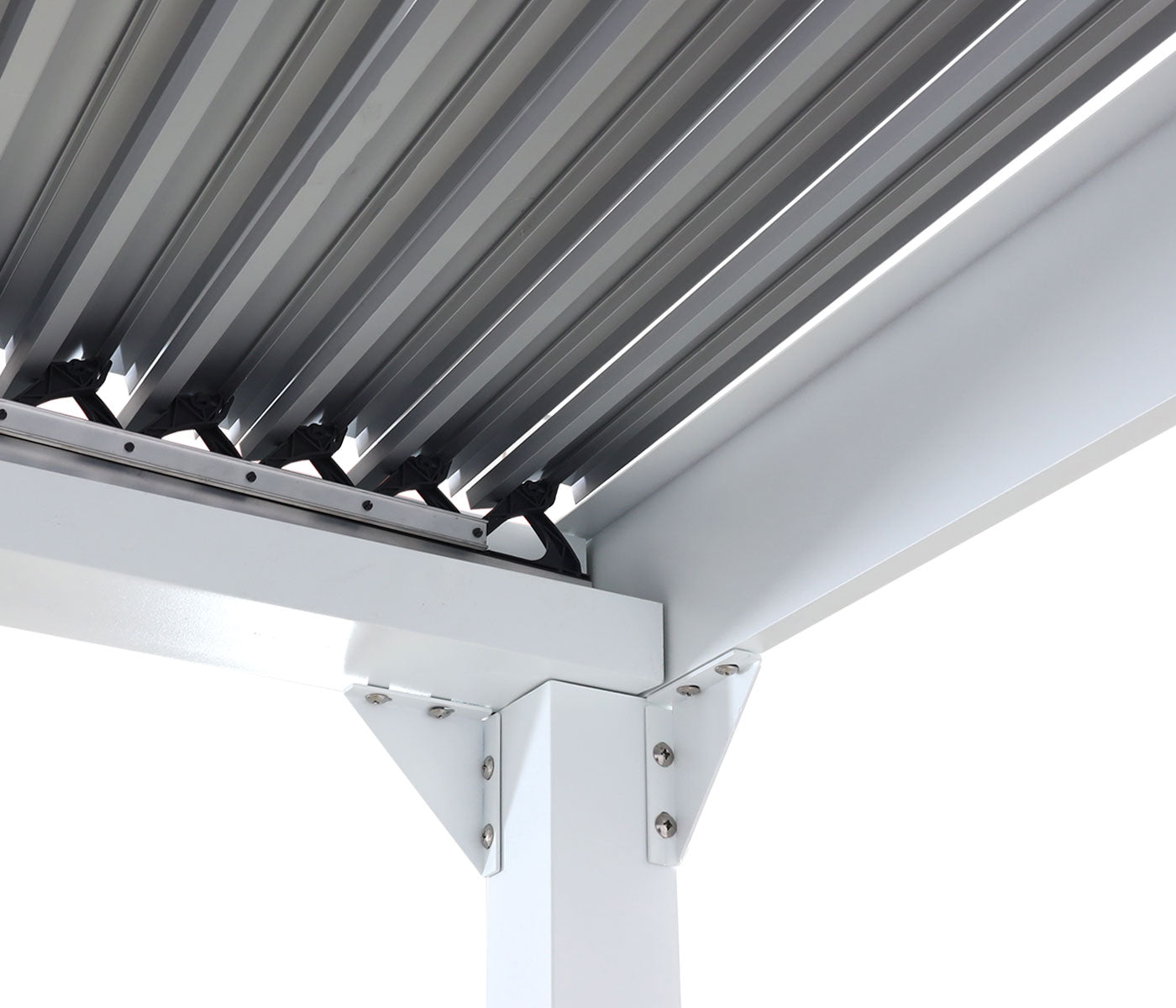 Aluminium pergola MCW-L41 met 3x zijwand, lamellenpaviljoen, stevig 8cm metalen frame 3x3,7m ~ wit