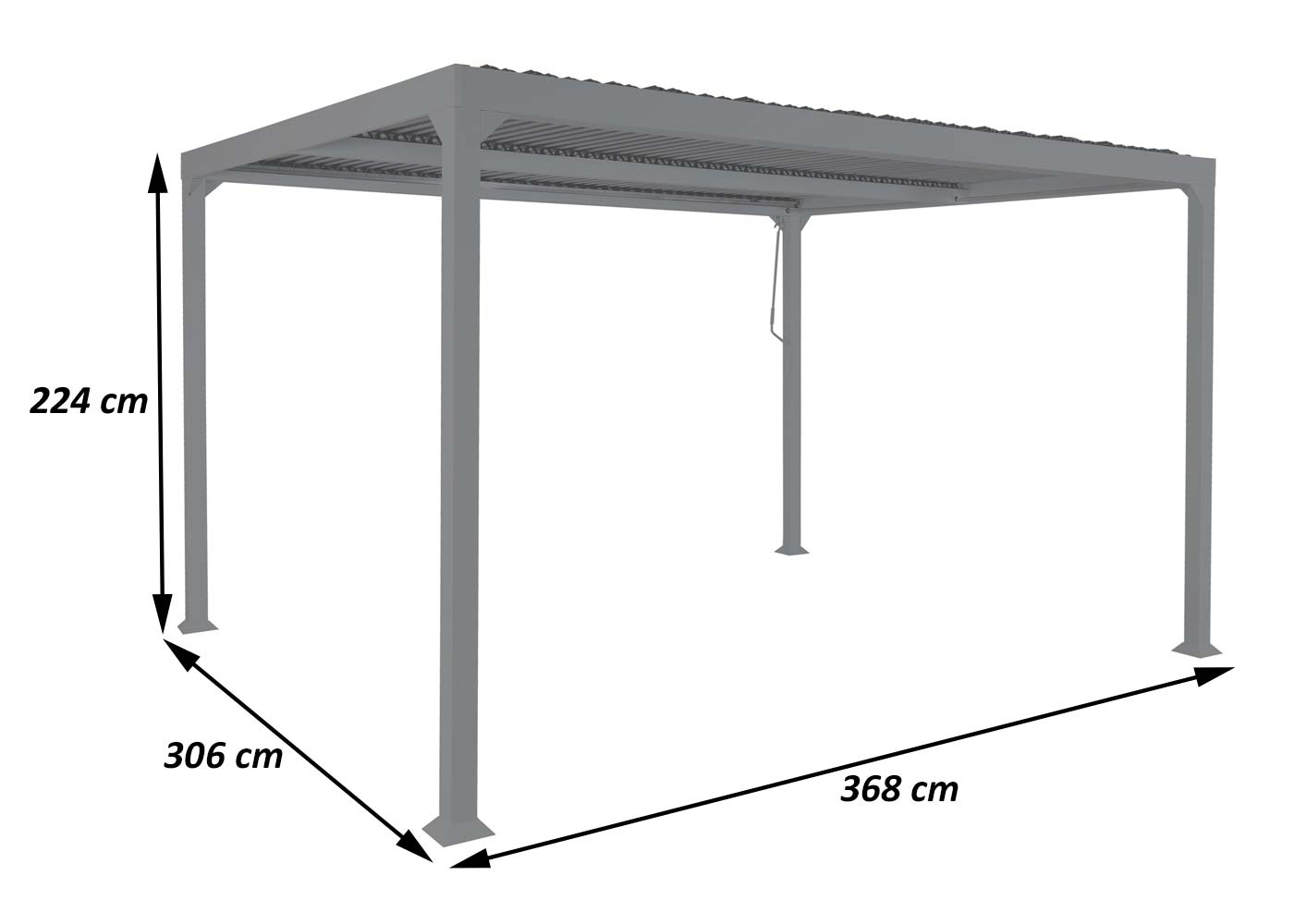 Aluminium pergola MCW-L41, lamellen paviljoen terrasoverkapping, stevig 8cm metalen frame 3x3,7m ~ wit