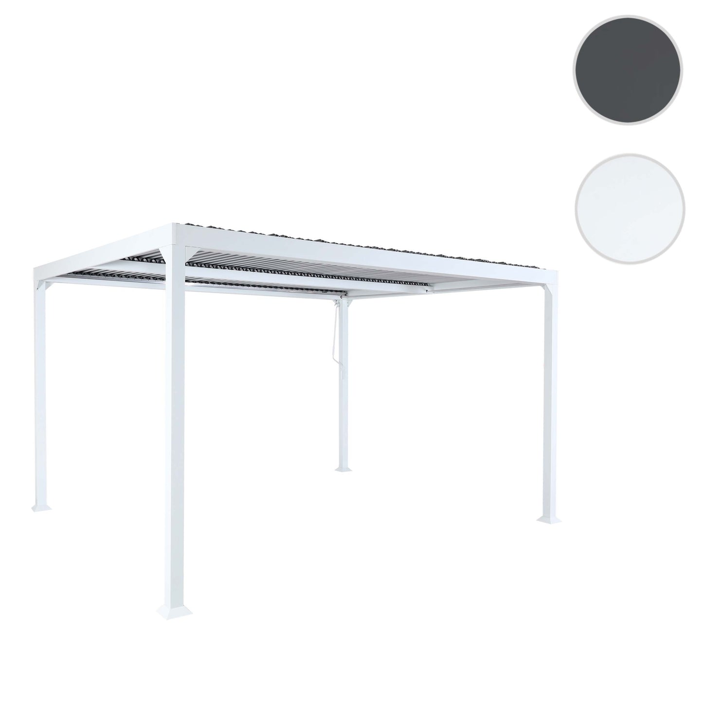 Aluminium pergola MCW-L41, lamellen paviljoen terrasoverkapping, stevig 8cm metalen frame 3x3,7m ~ wit