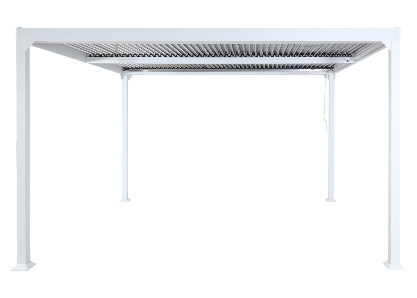 Aluminium pergola MCW-L41, lamellen paviljoen terrasoverkapping, stevig 8cm metalen frame 3x3,7m ~ wit