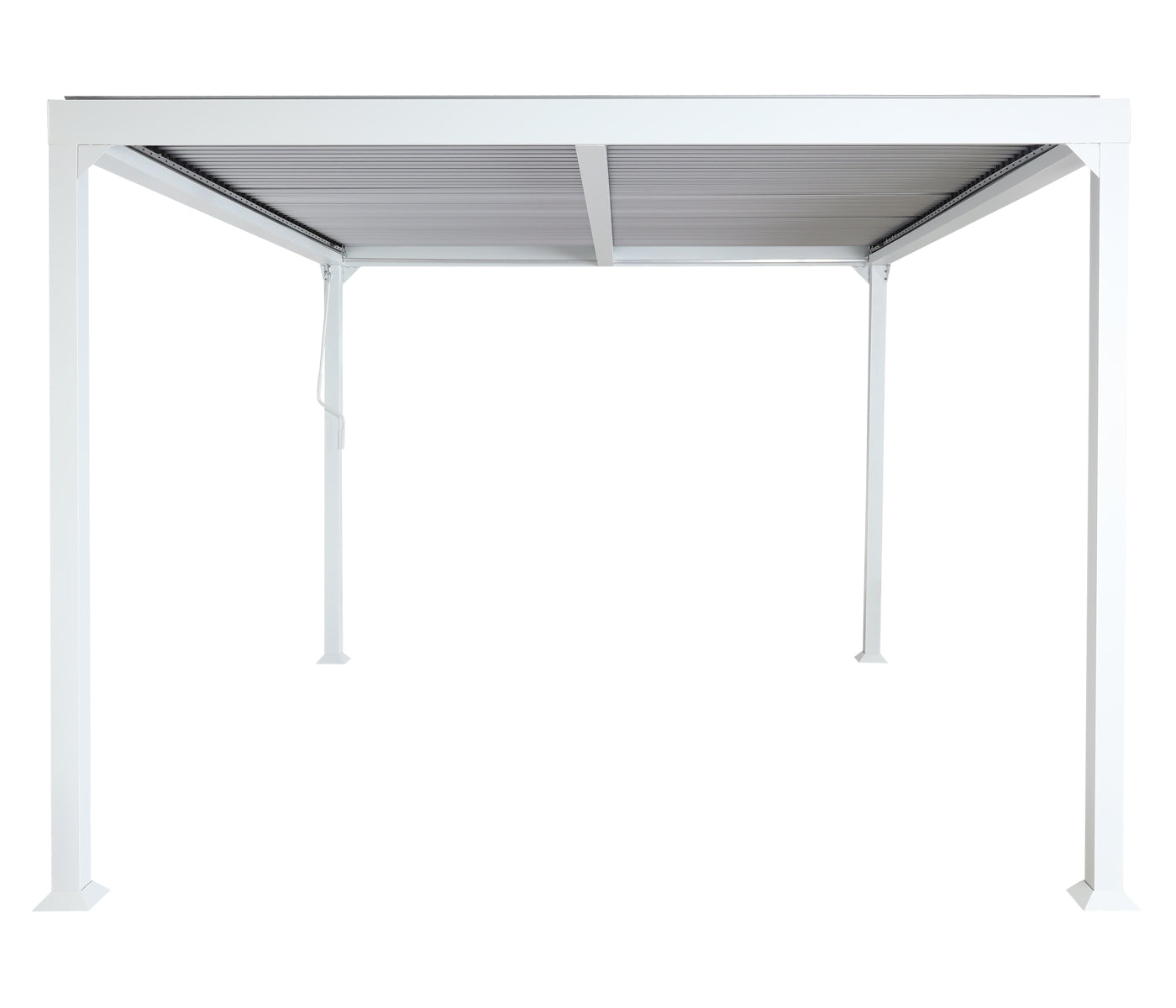 Aluminium pergola MCW-L41, lamellen paviljoen terrasoverkapping, stevig 8cm metalen frame 3x3m ~ wit