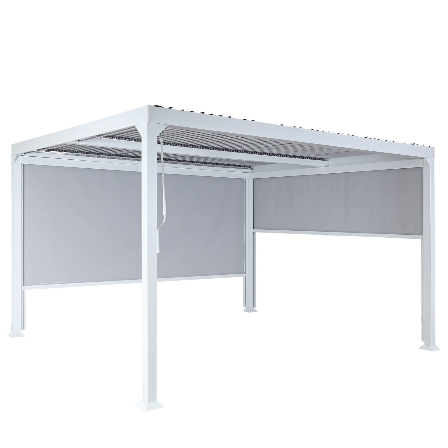 Aluminium pergola MCW-L41 met 2x zijwand, lamellenpaviljoen, stevig 8cm metalen frame 3x3m ~ wit