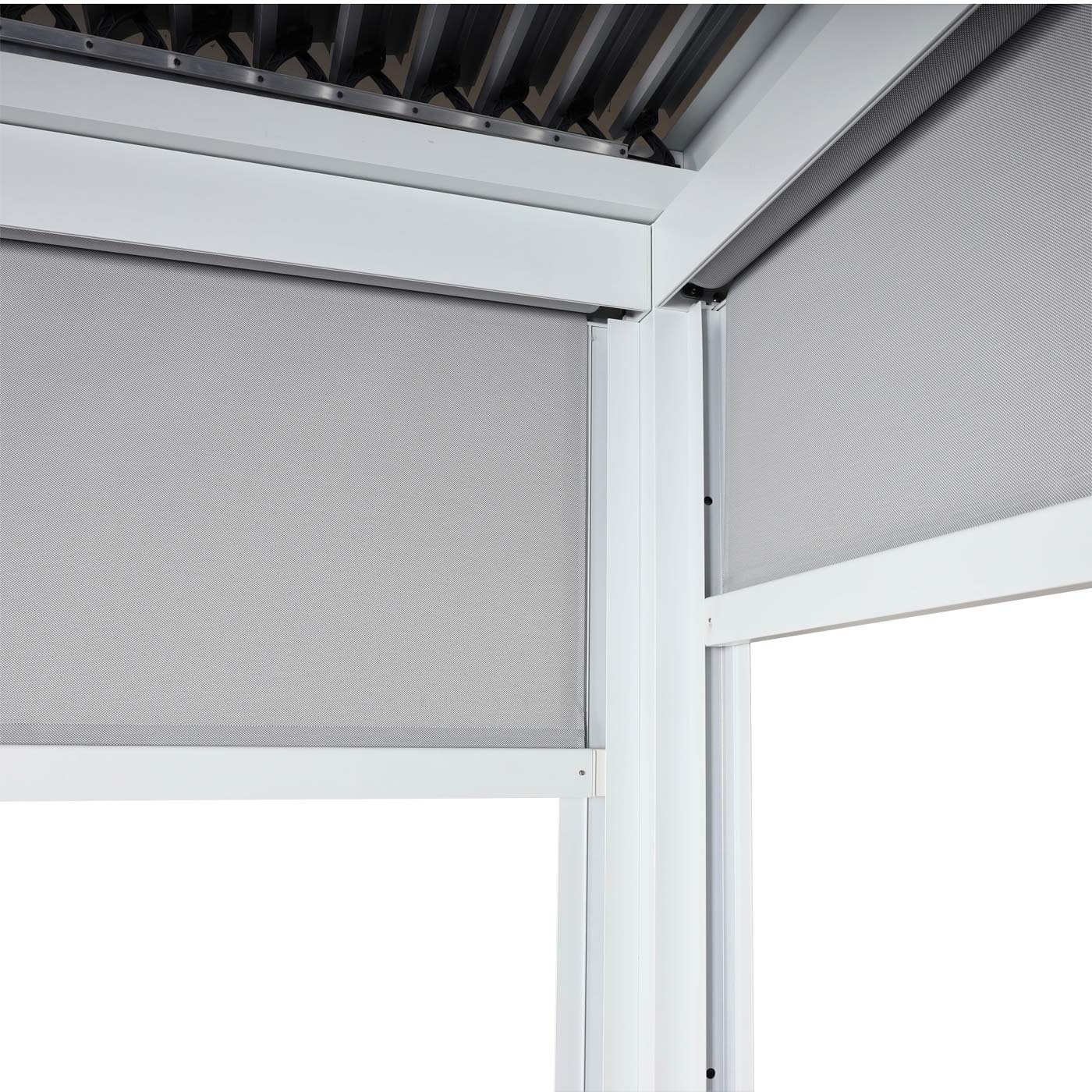 Aluminium pergola MCW-L41 met 2x zijwand, lamellenpaviljoen, stevig 8cm metalen frame 3x3.7m ~ wit