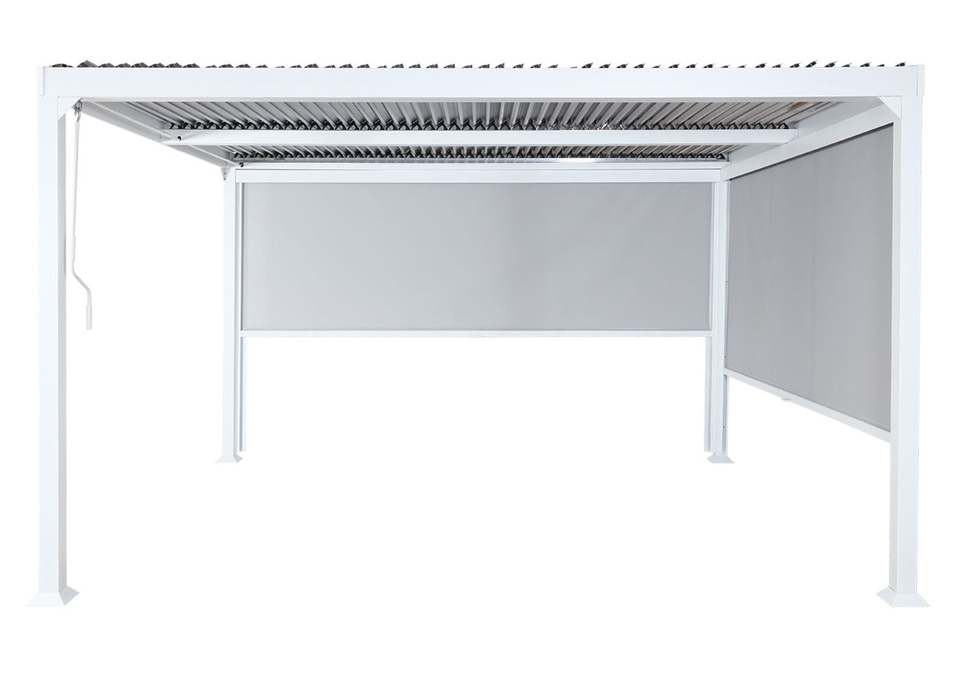 Aluminium pergola MCW-L41 met 2x zijwand, lamellenpaviljoen, stevig 8cm metalen frame 3x3m ~ wit