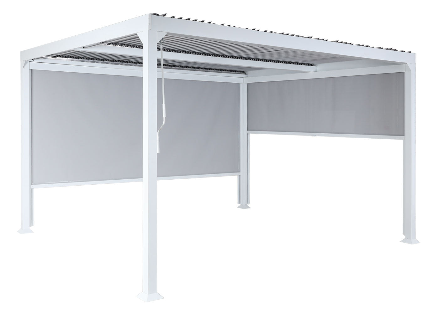 Aluminium pergola MCW-L41 met 2x zijwand, lamellenpaviljoen, stevig 8cm metalen frame 3x3m ~ wit