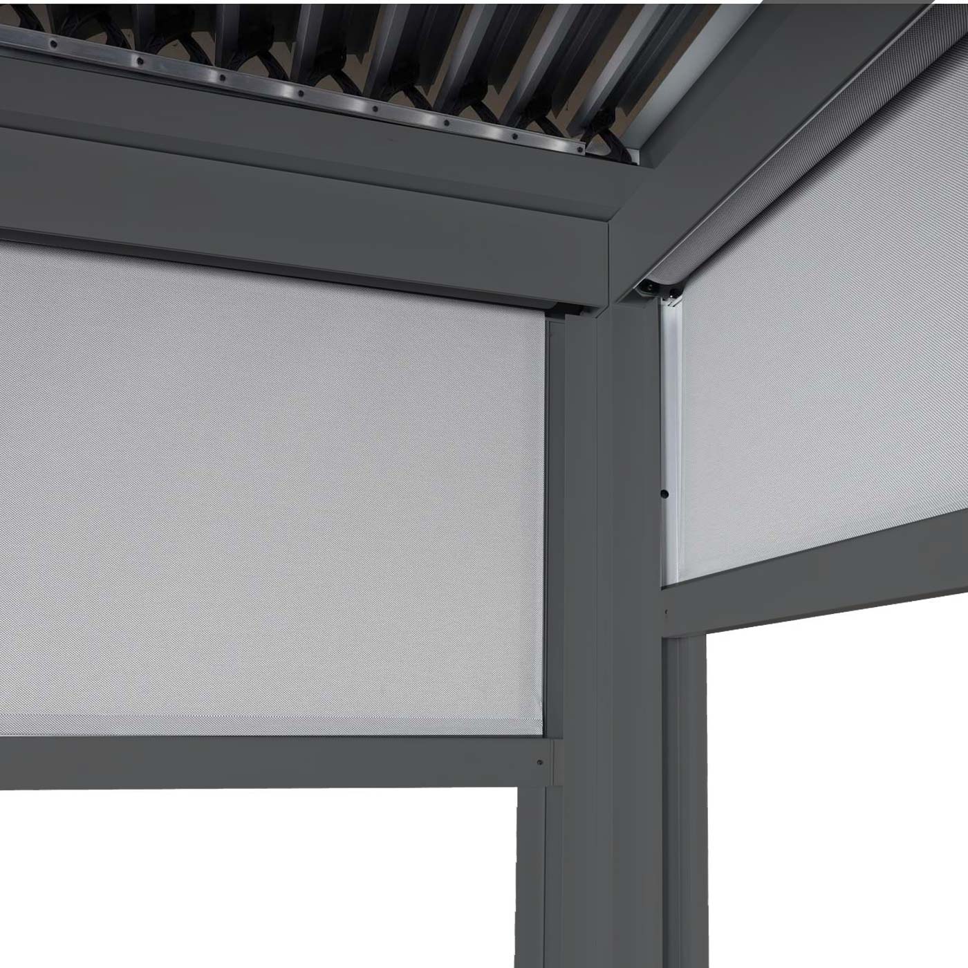 Aluminium pergola MCW-L41 met 2x zijwand, lamellenpaviljoen, stevig 8cm metalen frame 3x3m ~ antraciet