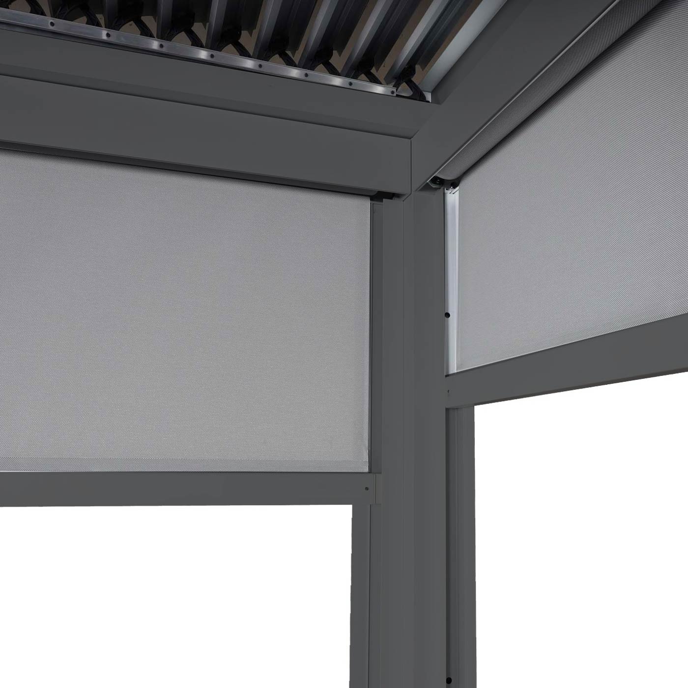 Aluminium pergola MCW-L41 met 2x zijwand, lamellenpaviljoen, stevig 8cm metalen frame 3x3,7m ~ antraciet
