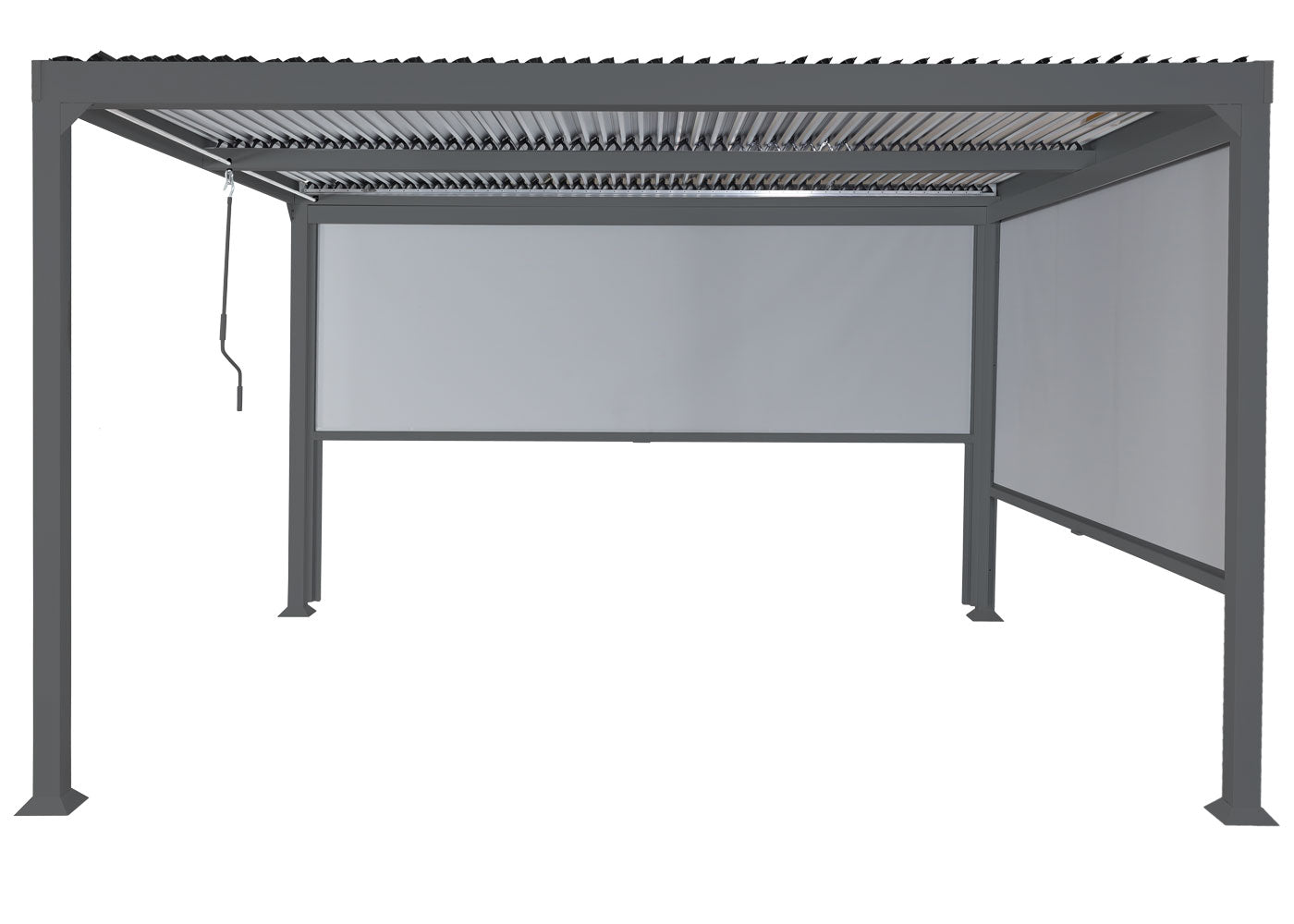 Aluminium pergola MCW-L41 met 2x zijwand, lamellenpaviljoen, stevig 8cm metalen frame 3x3,7m ~ antraciet