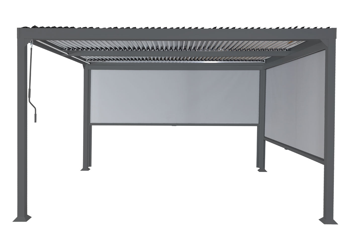 Aluminium pergola MCW-L41 met 2x zijwand, lamellenpaviljoen, stevig 8cm metalen frame 3x3m ~ antraciet