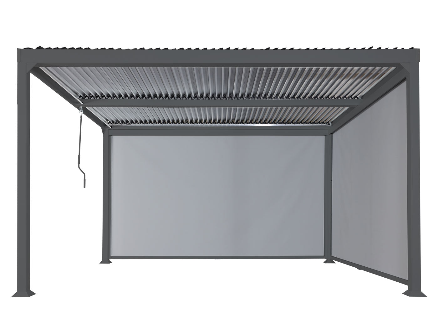 Aluminium pergola MCW-L41 met 2x zijwand, lamellenpaviljoen, stevig 8cm metalen frame 3x3,7m ~ antraciet