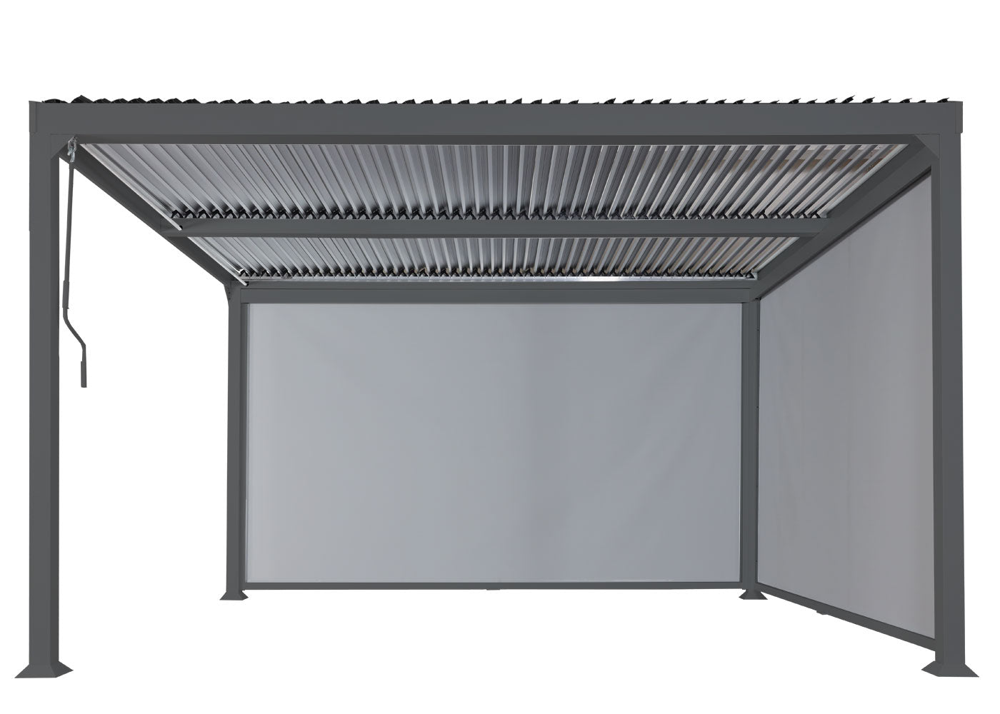 Aluminium pergola MCW-L41 met 2x zijwand, lamellenpaviljoen, stevig 8cm metalen frame 3x3m ~ antraciet