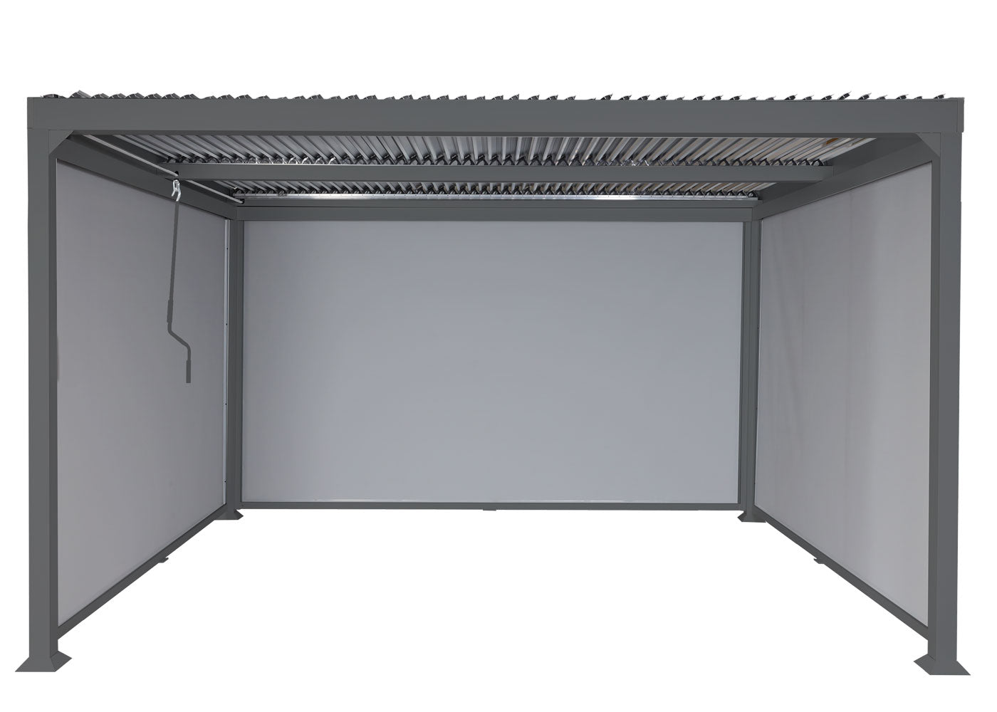 Aluminium pergola MCW-L41 met 3x zijwand, lamellenpaviljoen, stevig 8cm metalen frame 3x3,7m ~ antraciet