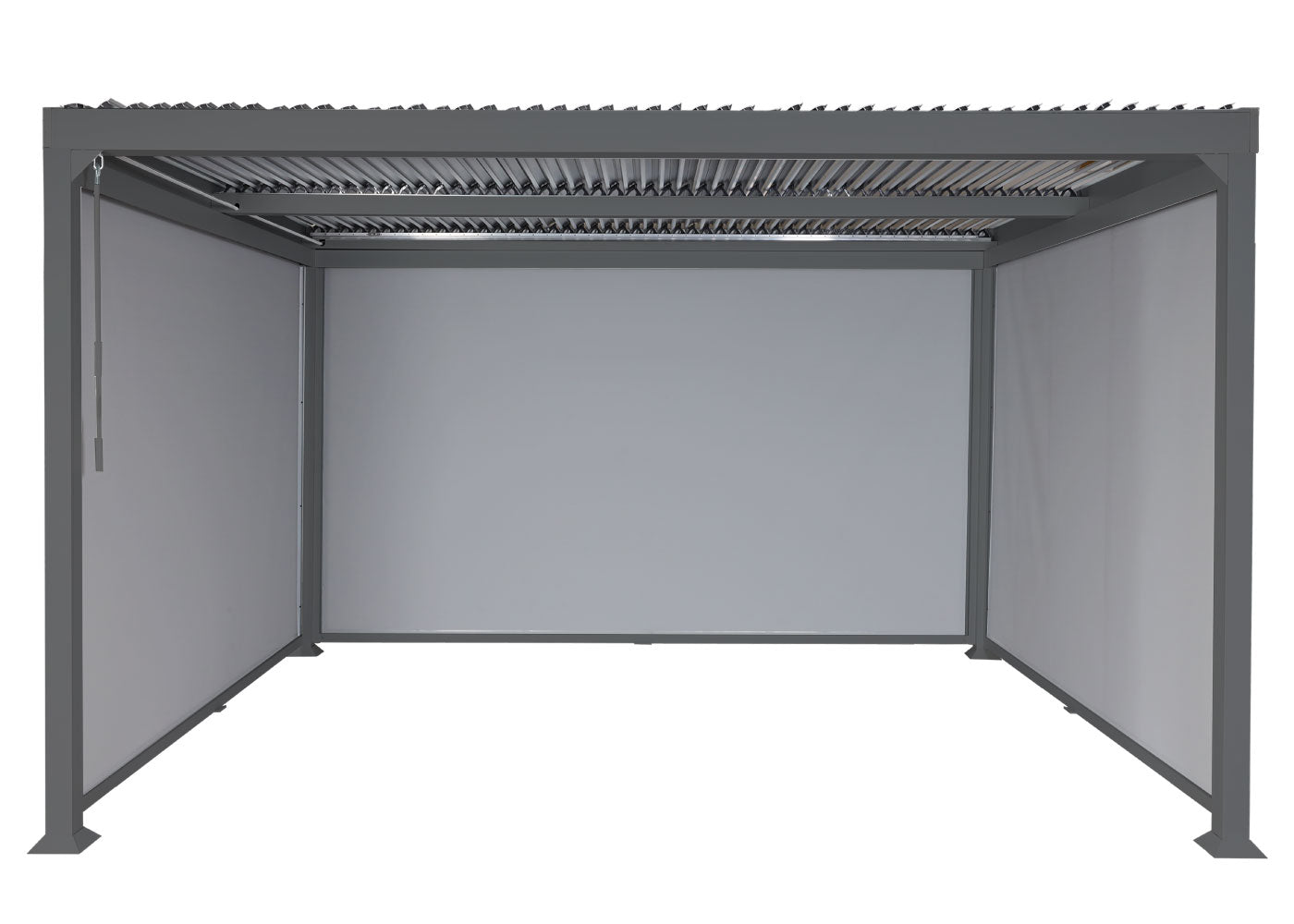 Aluminium pergola MCW-L41 met 3x zijwand, lamellenpaviljoen, stevig 8cm metalen frame 3x3m ~ antraciet