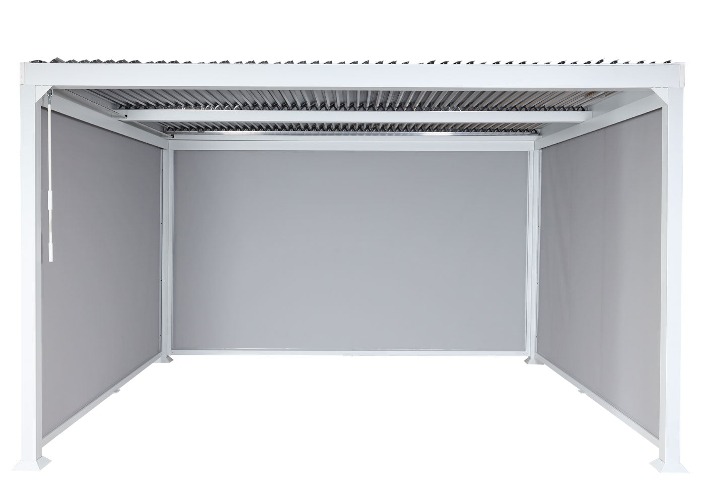 Aluminium pergola MCW-L41 met 3x zijwand, lamellenpaviljoen, stevig 8cm metalen frame 3x3,7m ~ wit