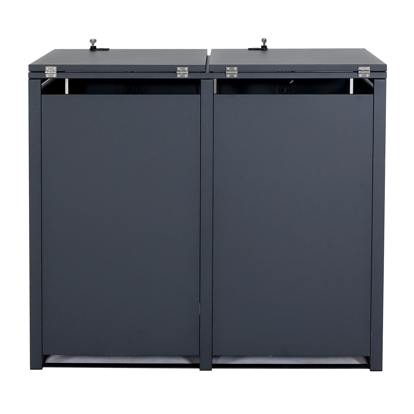 2-bakken-stofbakdeksel MCW-E83, vuilnisbakdeksel, uitschuifbaar 103x115x63cm ~ antraciet, staal 38kg
