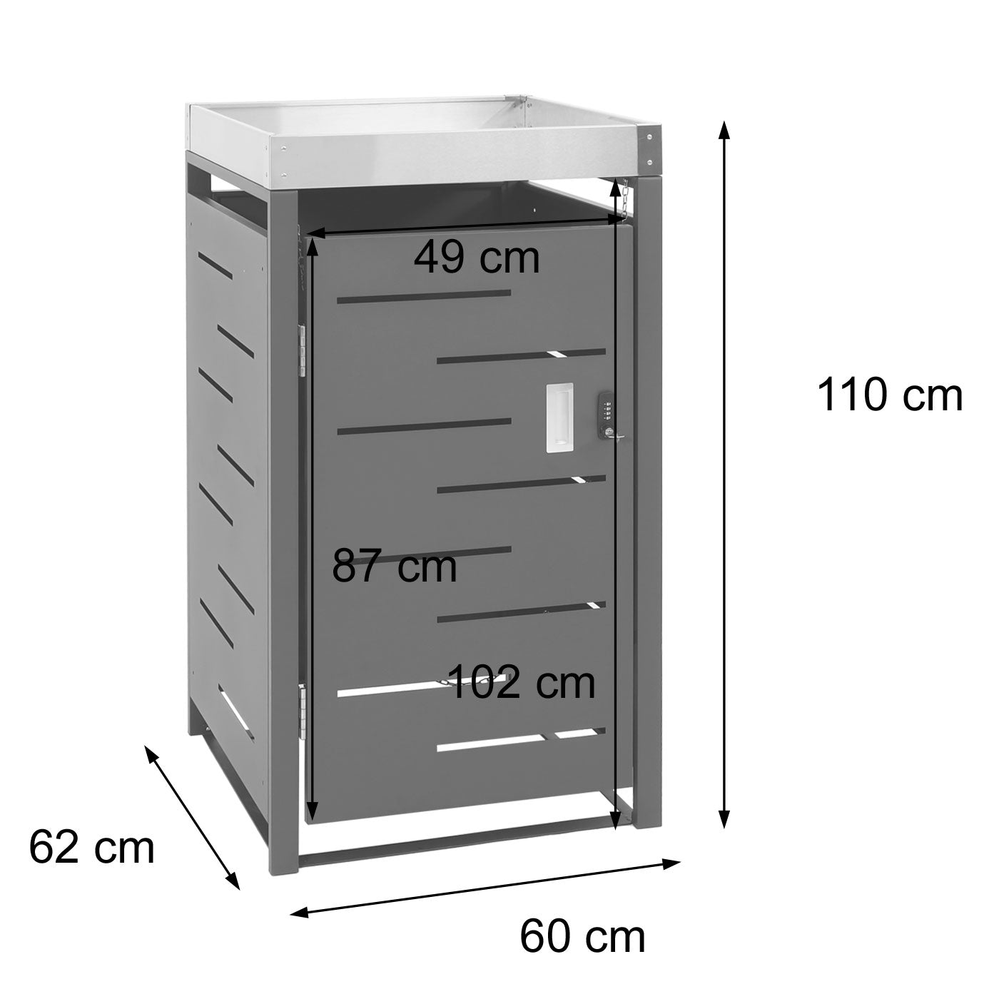 1 Bak deksel MCW-H40b, bak, plantenbak roestvrij staal-metaal combinatie 24kg 110x60x62cm uitbreidbaar