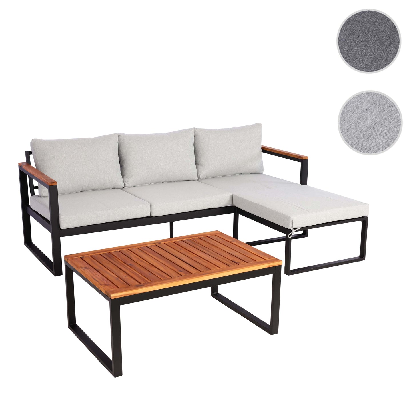 Tuinset MCW-L26b, tuinzitgroep loungeset bank, aluminium acaciahout MVG-gecertificeerd ~ lichtgrijs
