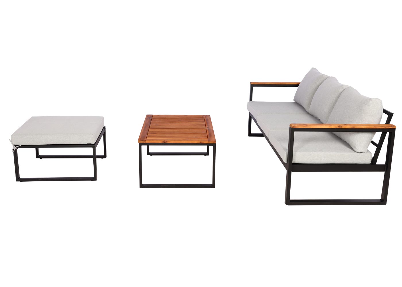 Tuinset MCW-L26b, tuinzitgroep loungeset bank, aluminium acaciahout MVG-gecertificeerd ~ lichtgrijs