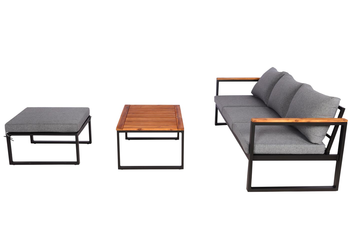 Tuinset MCW-L26b, tuinzitgroep loungeset bank, aluminium acaciahout MVG-gecertificeerd ~ donkergrijs
