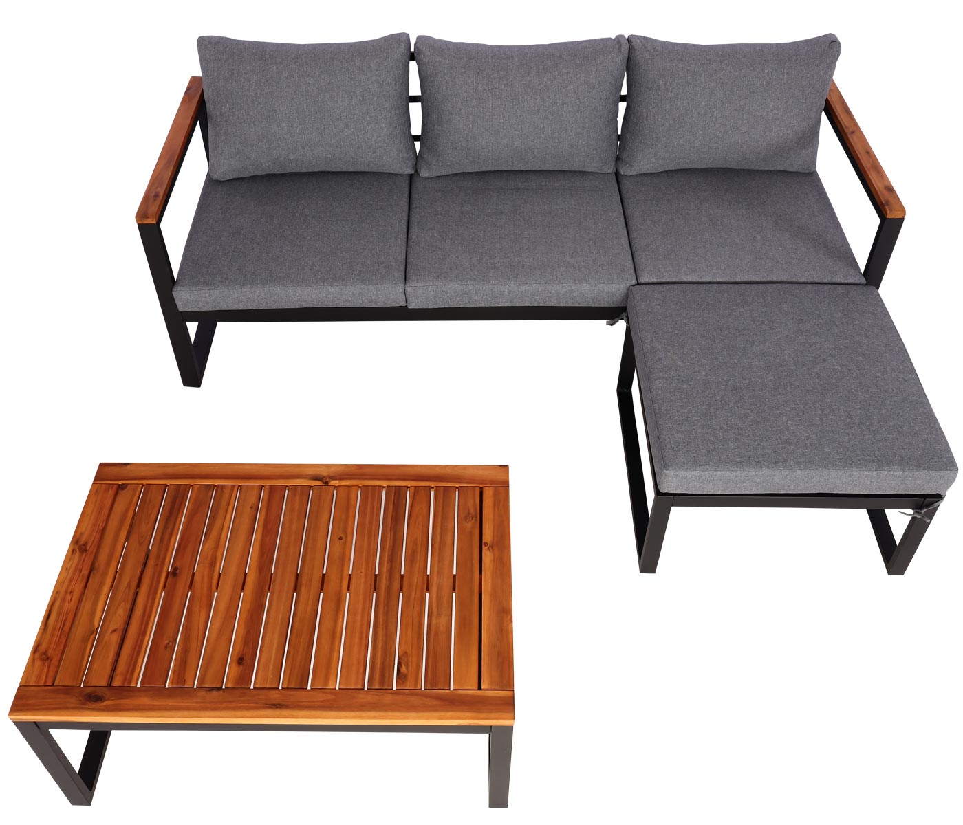 Tuinset MCW-L26b, tuinzitgroep loungeset bank, aluminium acaciahout MVG-gecertificeerd ~ donkergrijs