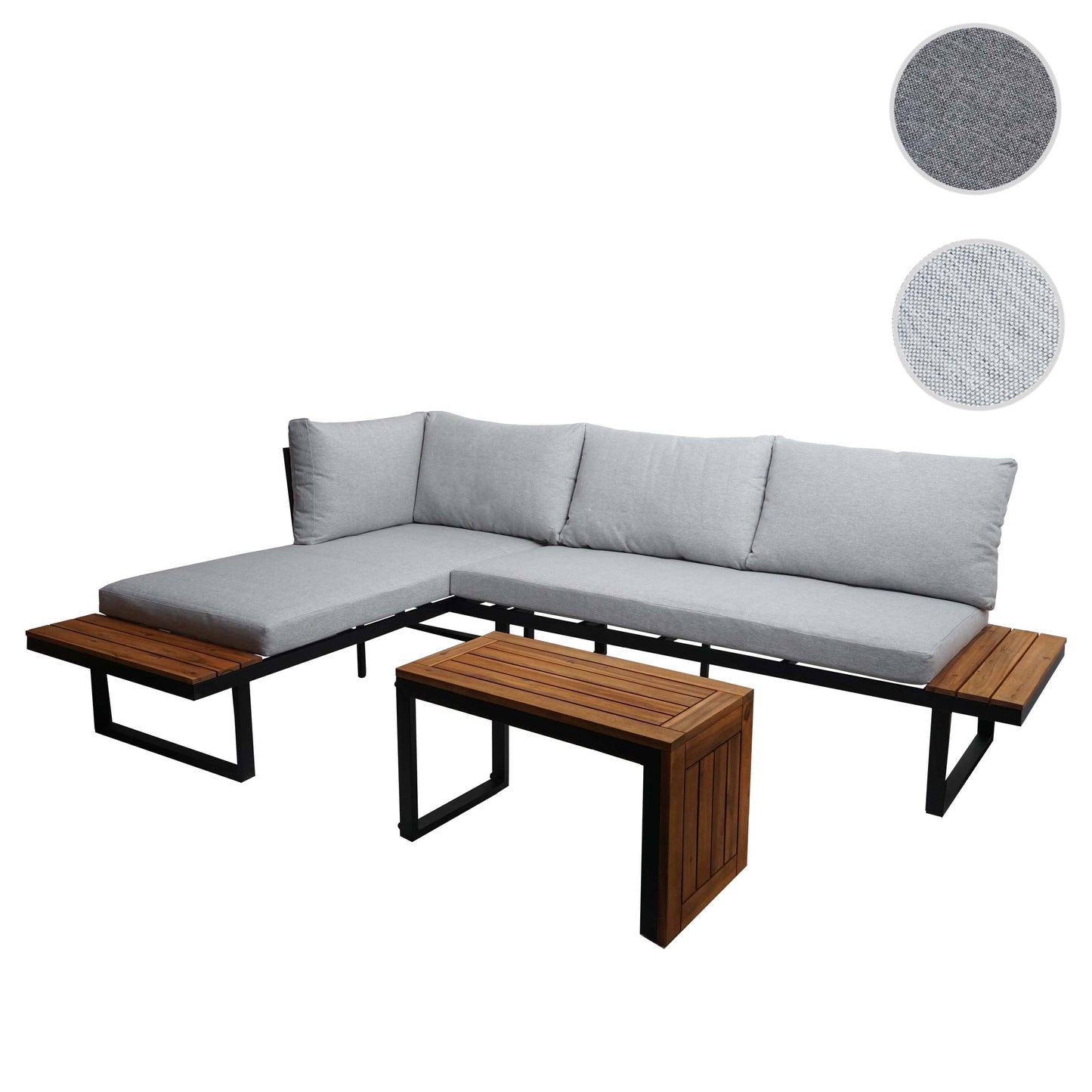 Tuinset MCW-L27, bankstel loungeset, spun poly aluminium acaciahout MVG-gecertificeerd ~ lichtgrijs