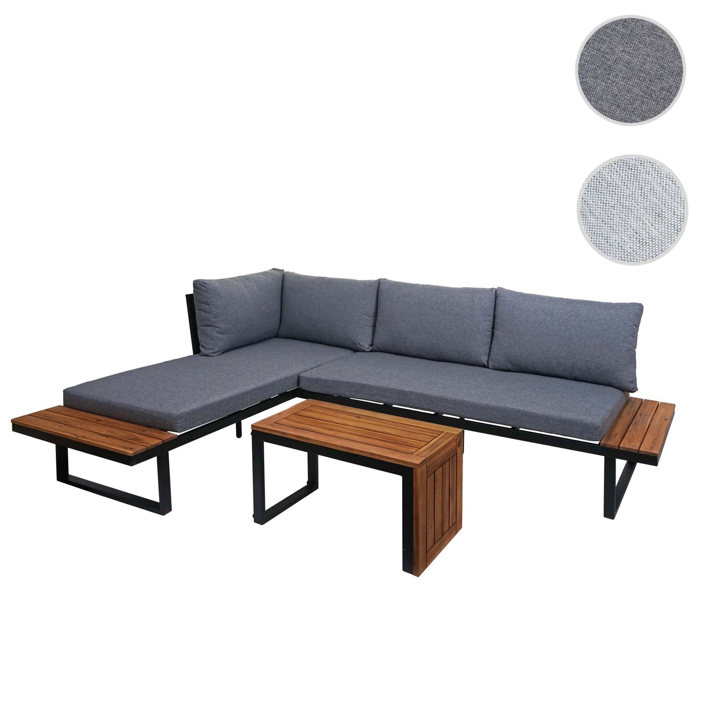 Tuinset MCW-L27, bankstel loungeset, gesponnen poly aluminium acaciahout MVG-gecertificeerd ~ donkergrijs