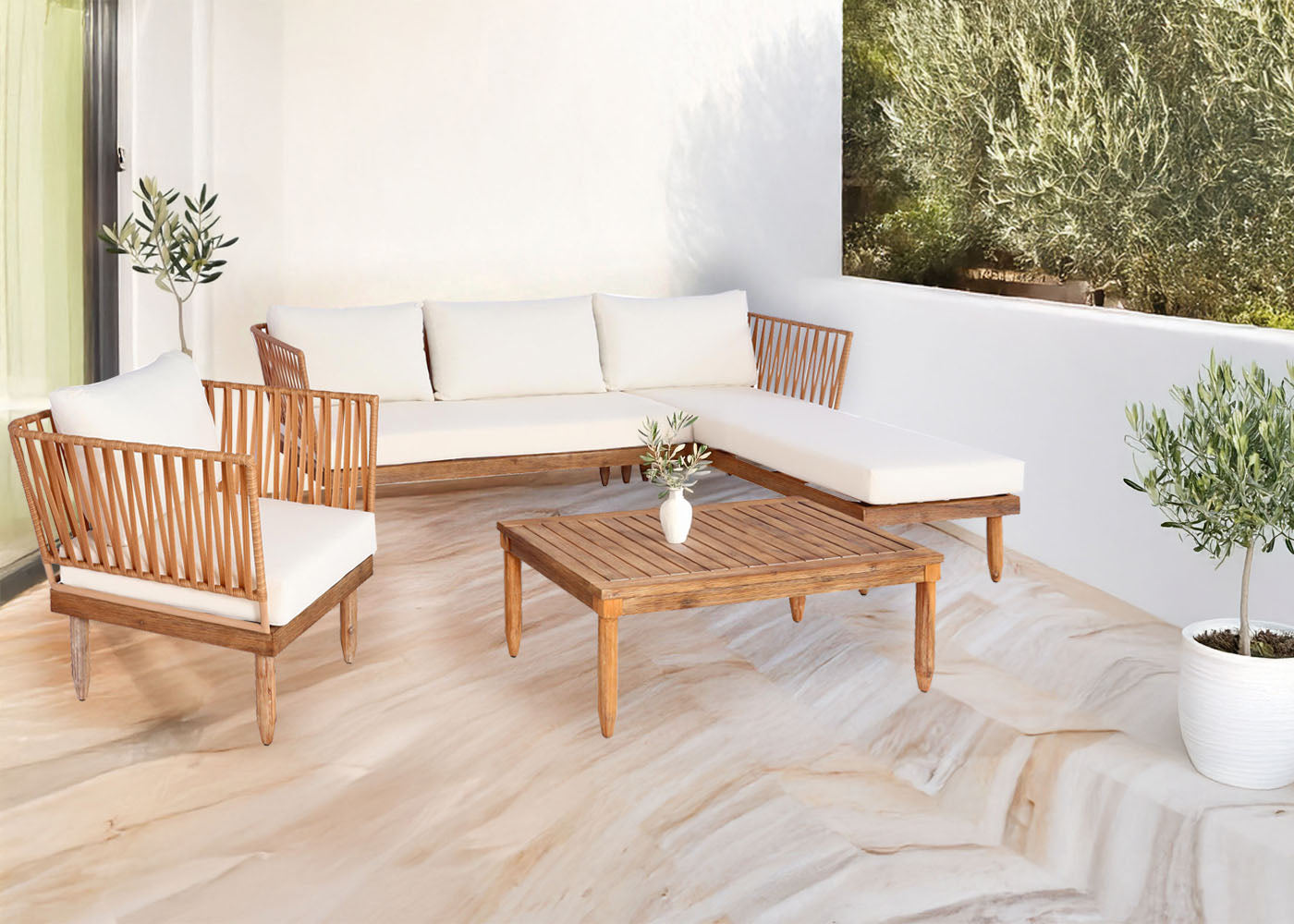Tuinset MCW-L29, bankstel loungeset, acaciahout MVG-gecertificeerd ~ donkergrijs