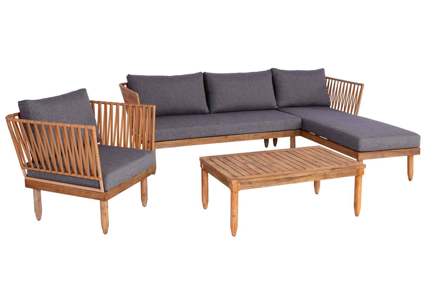 Tuinset MCW-L29, bankstel loungeset, acaciahout MVG-gecertificeerd ~ donkergrijs